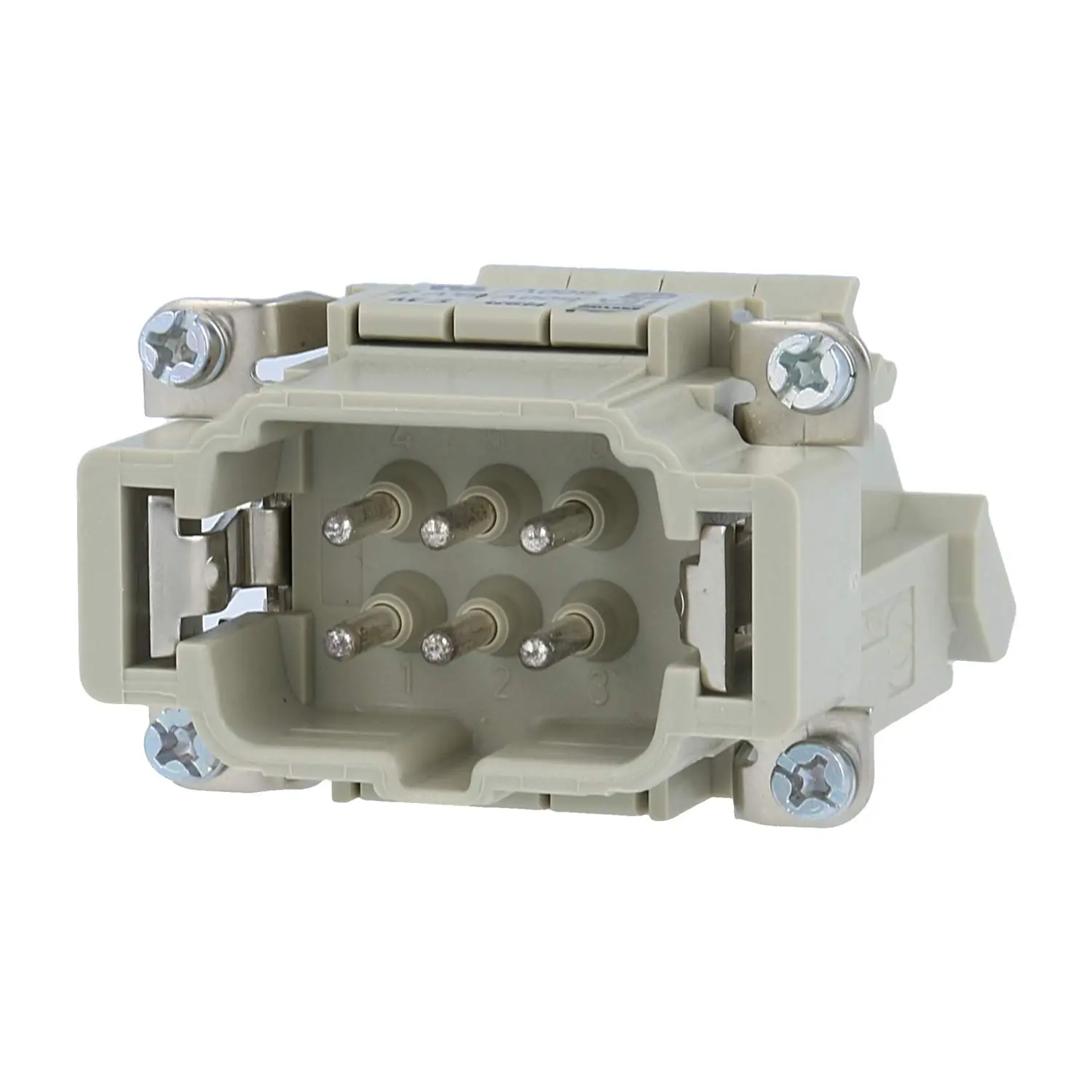 Produktfoto 1 von 09330064626 HARTING Han 6E Anschlussverteiler Stifteinsatz (M) ""links"" Schraubanschluss, 6-polig+PE 500V, 16A