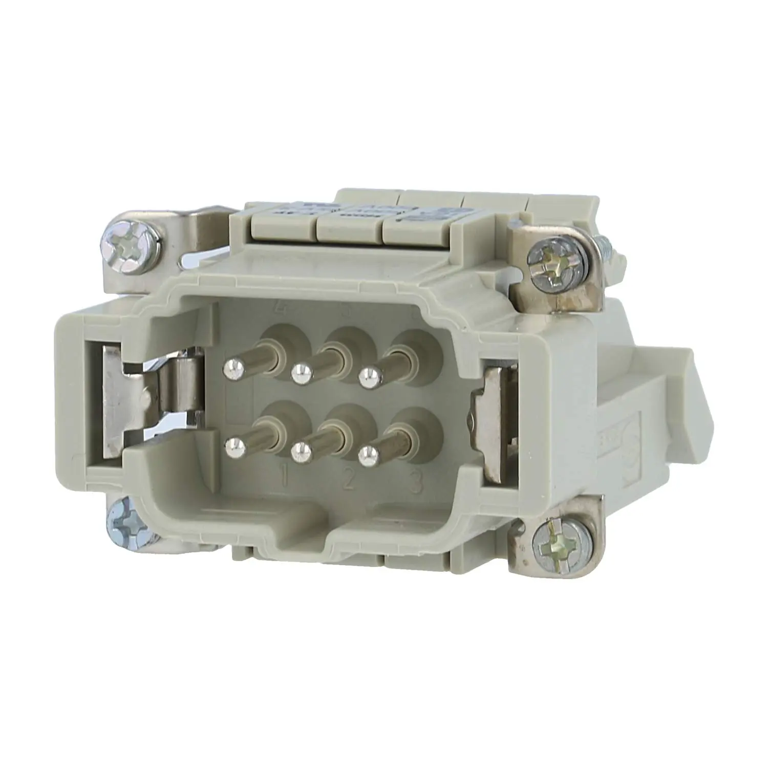 Produktfoto 1 von 09330064625 HARTING Han 6E Anschlussverteiler Stifteinsatz (M) ""links"" Schraubanschluss, 6-polig+PE 500V, 16A