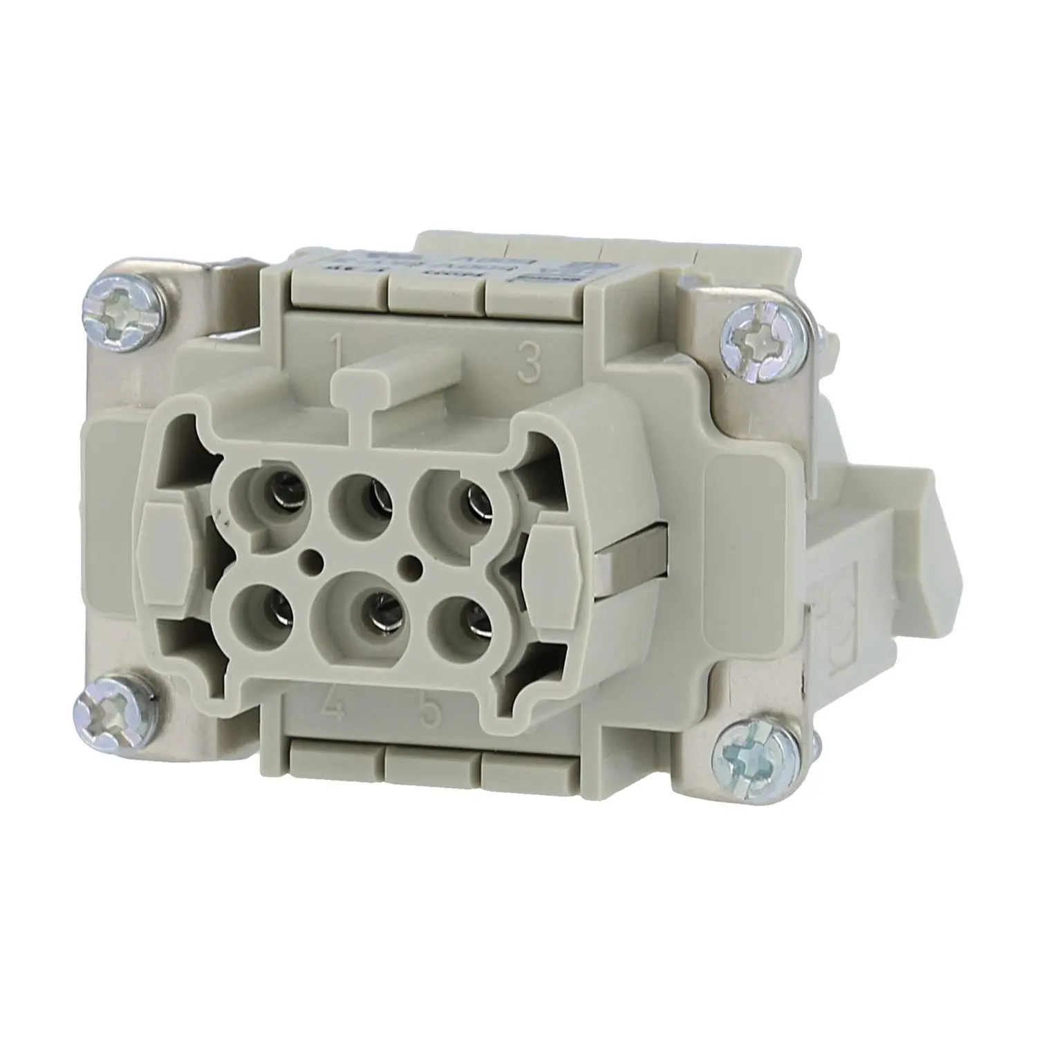 Produktfoto 1 von 09330064726 HARTING Han 6E Anschlussverteiler Buchseneinsatz (F) ""links"" Schraubanschluss, 6-polig+PE 500V, 16A