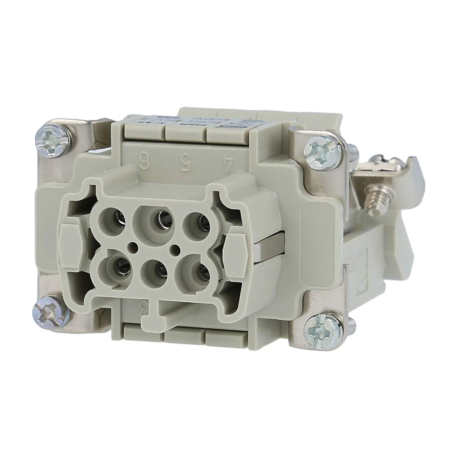 Produktfoto 1 von 09330064736 HARTING Han 6E Anschlussverteiler Buchseneinsatz (F) ""rechts"" Schraubanschluss, 6-polig+PE 500V, 16A