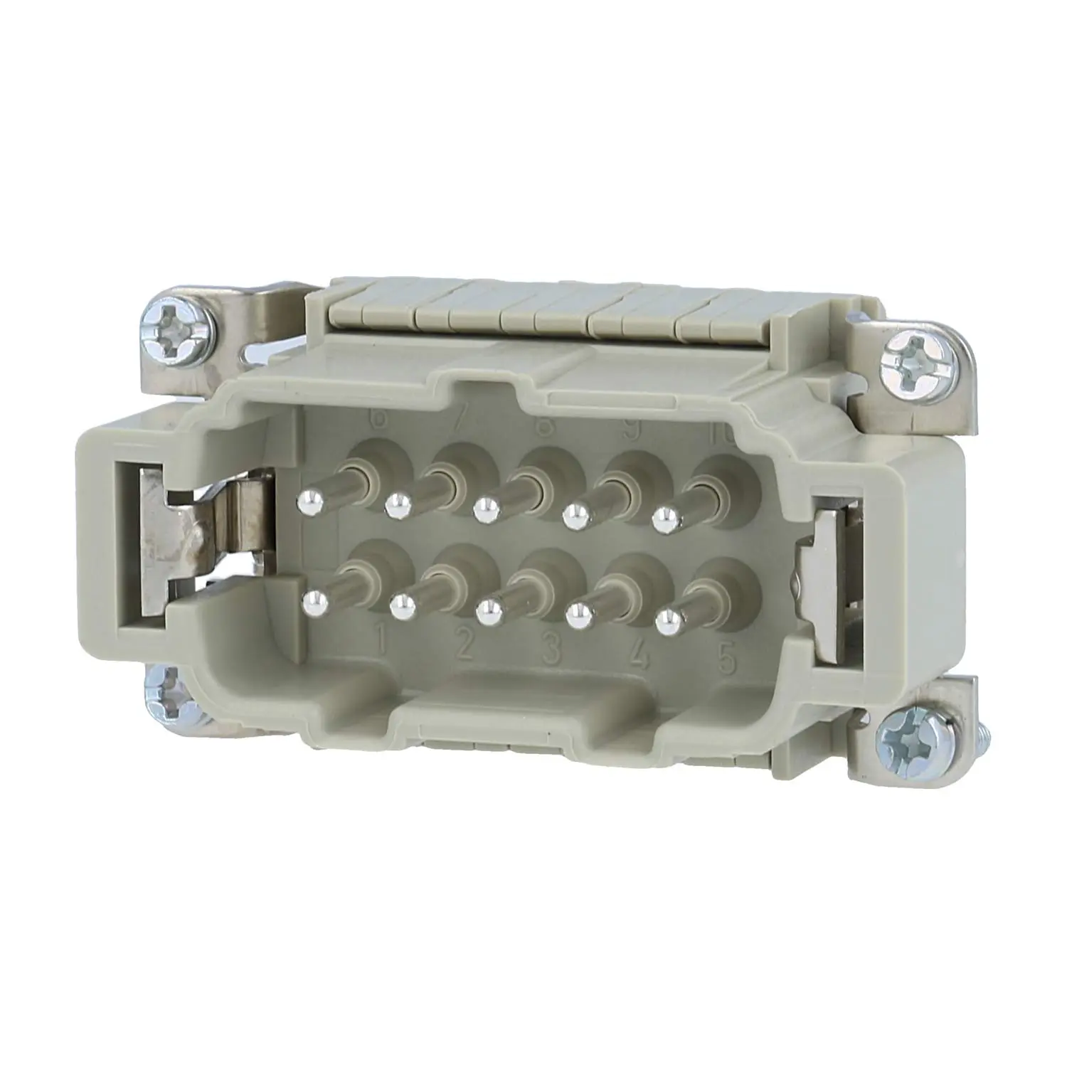 Produktfoto 1 von 09330102672 HARTING Han 10ESS Stifteinsatz (M) Doppel-Käfigzugfederanschluss, 10-polig+PE 500V, 16A