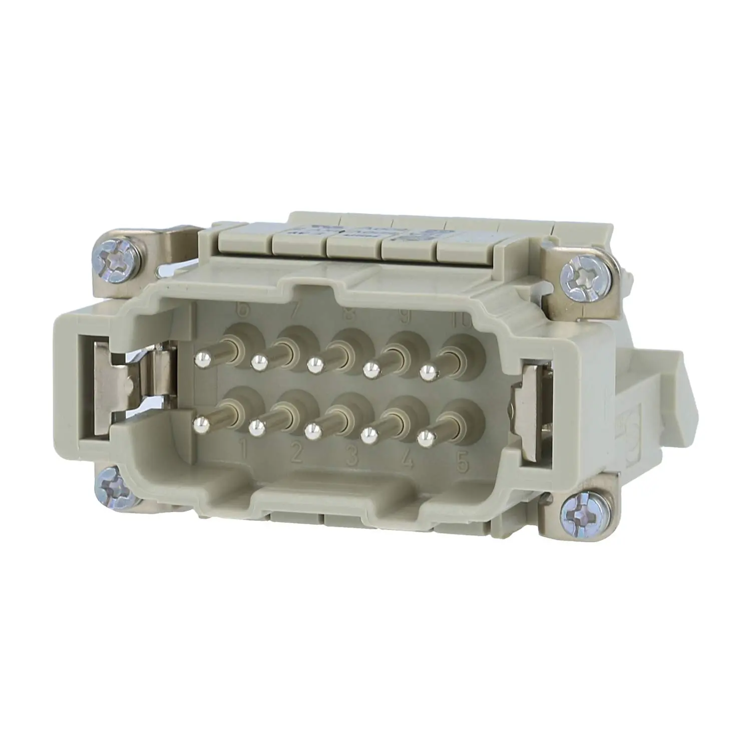 Produktfoto 1 von 09330104625 HARTING Han 10E Anschlussverteiler Stifteinsatz (M) ""links"" Schraubanschluss, 10-polig+PE 500V, 16A