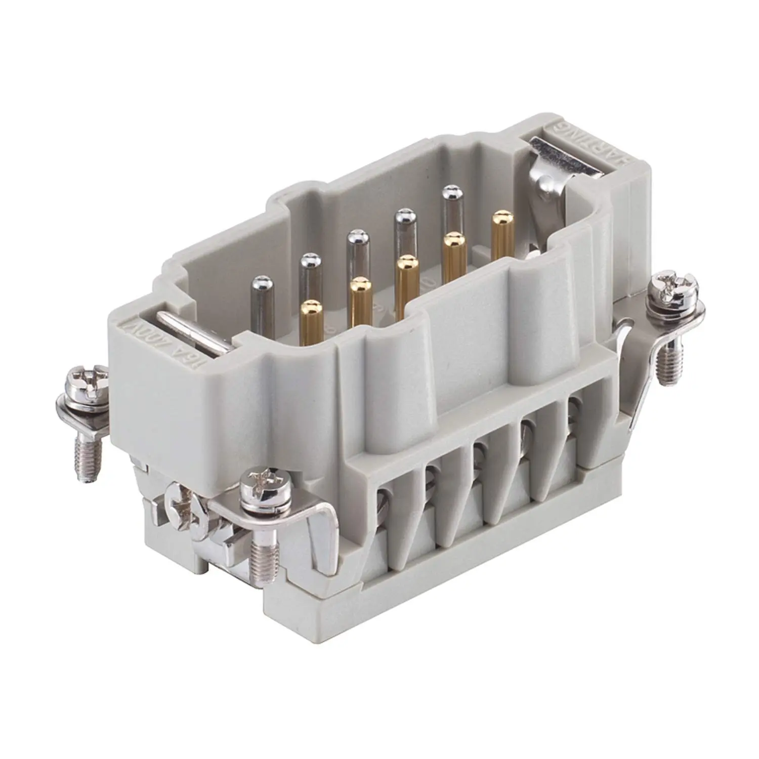 Produktfoto 1 von 09330102691 HARTING Han 10E Fe(AU)/CuNi Stifteinsatz (M) Schraubanschluss, 10-polig+PE 400V, 16A