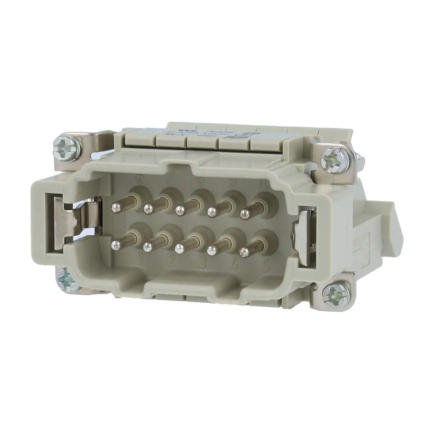 Produktfoto 1 von 09330104626 HARTING Han 10E Anschlussverteiler Stifteinsatz (M) ""links"" Schraubanschluss, 10-polig+PE 500V, 16A