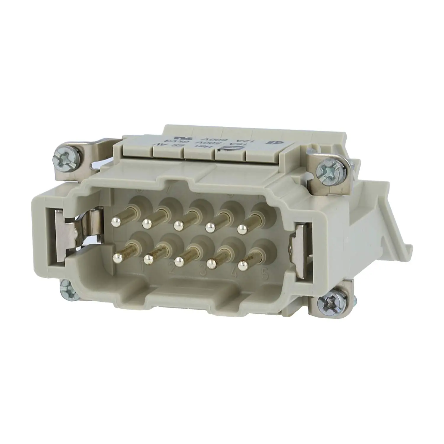 Produktfoto 1 von 09330104629 HARTING Han 10ES Anschlussverteiler Stifteinsatz (M) ""links"" Käfigzugfederanschluss, 10-polig+PE 500V, 16A