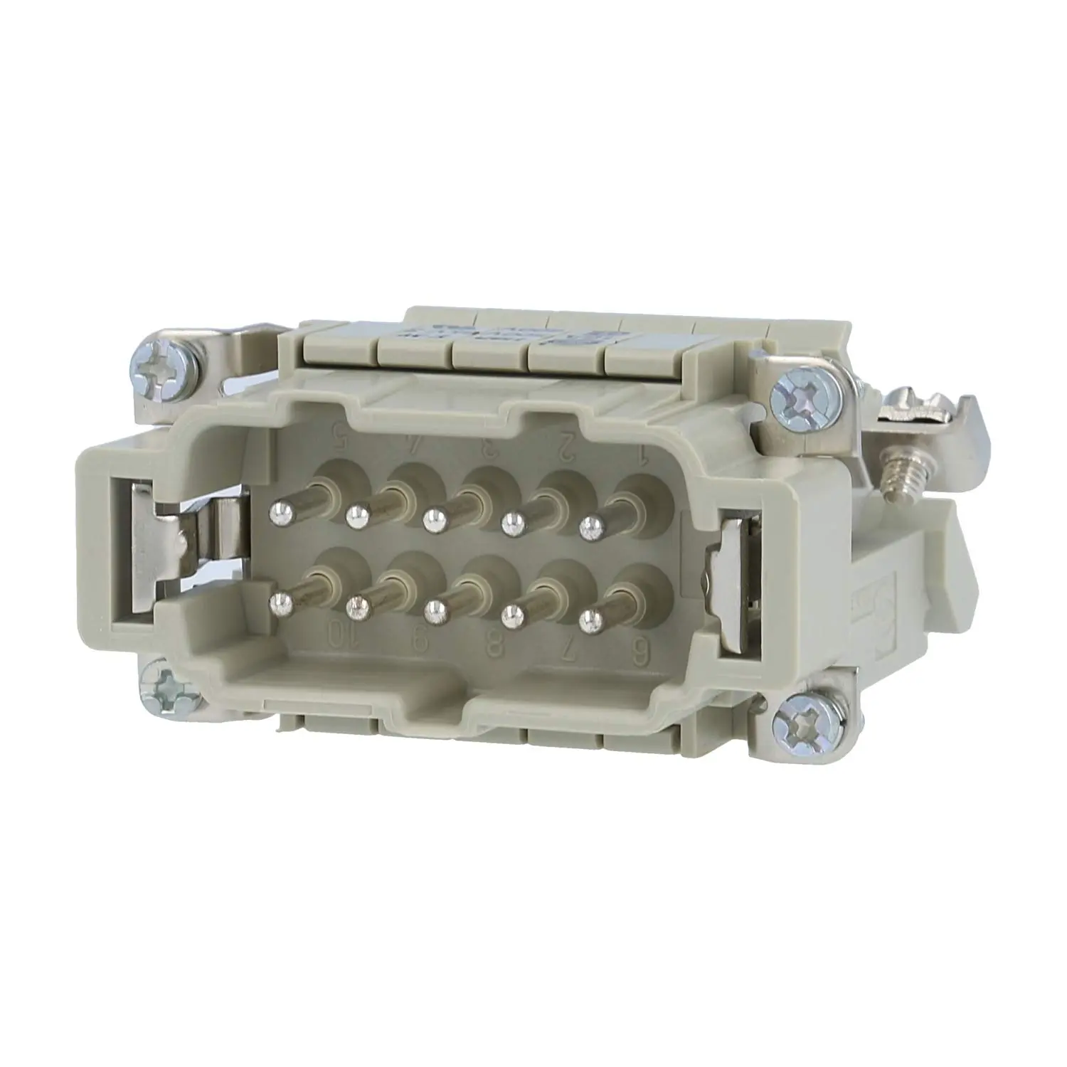Produktfoto 1 von 09330104635 HARTING Han 10E Anschlussverteiler Stifteinsatz (M) ""rechts"" Schraubanschluss, 10-polig+PE 500V, 16A