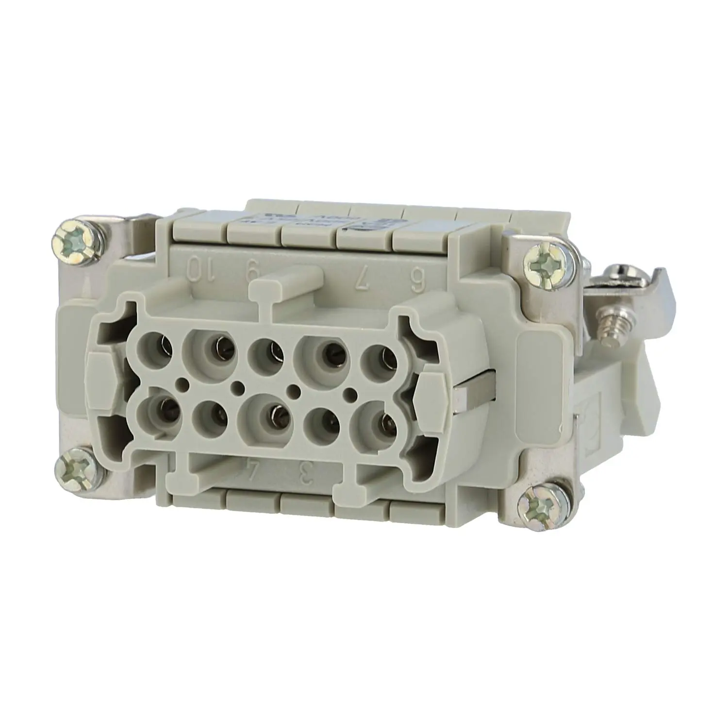 Produktfoto 1 von 09330104735 HARTING Han 10E Anschlussverteiler Buchseneinsatz (F) ""rechts"" Schraubanschluss, 10-polig+PE 500V, 16A