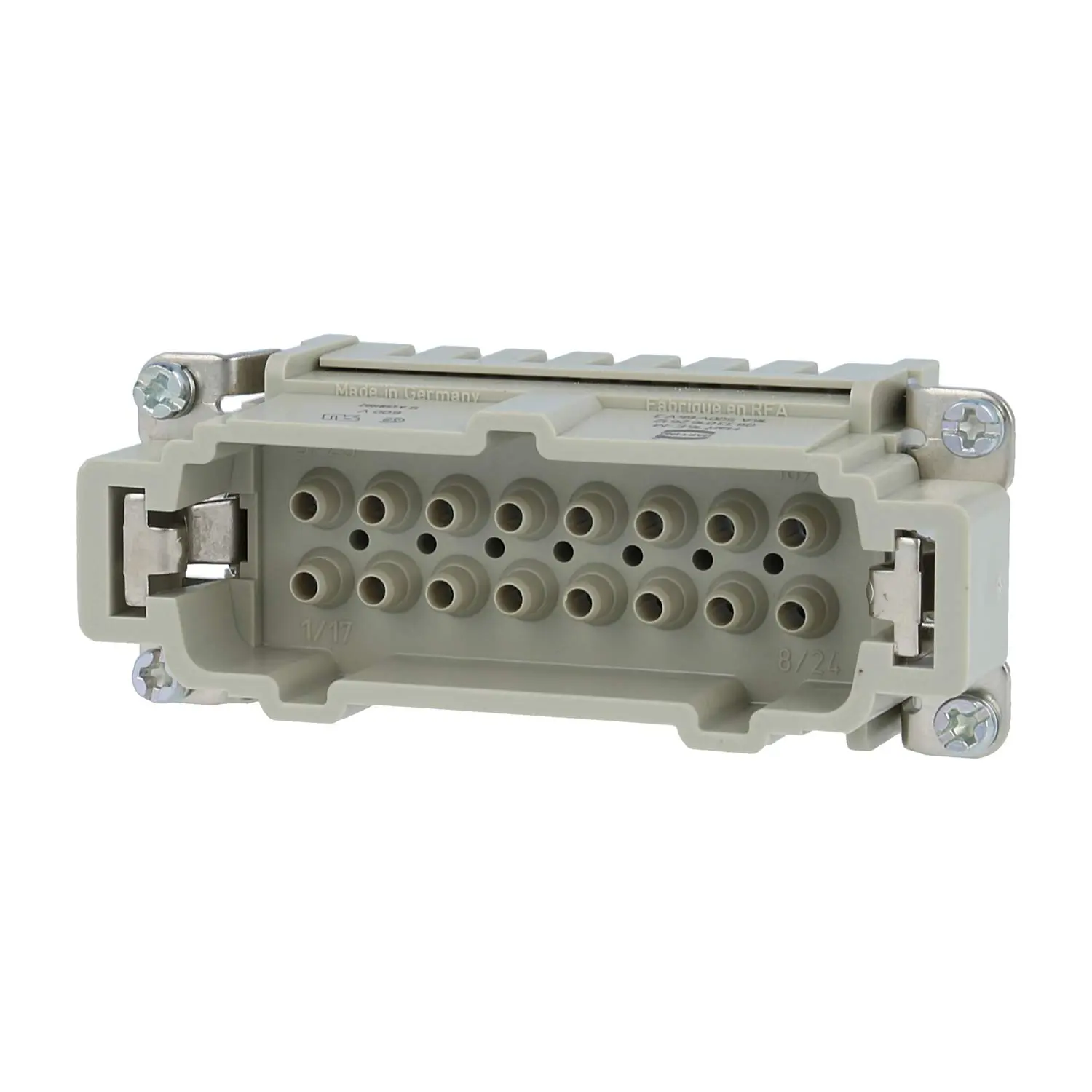 Produktfoto 1 von 09330162612 HARTING Han 16E Stifteinsatz (M) Crimpanschluss, 16-polig+PE 500V, 16A