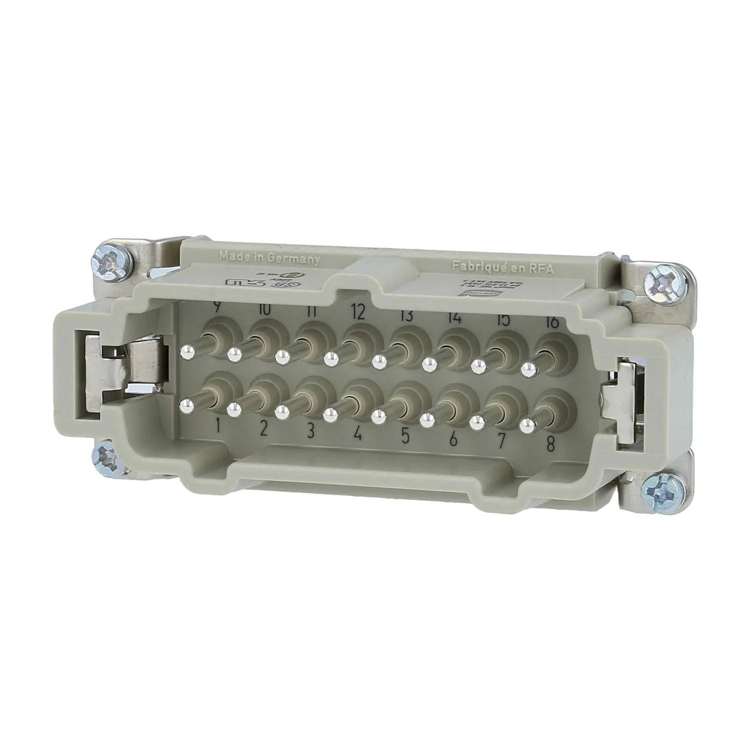 Produktfoto 1 von 09330162601 HARTING Han 16E Stifteinsatz (M) Schraubanschluss, 16-polig+PE 500V, 16A