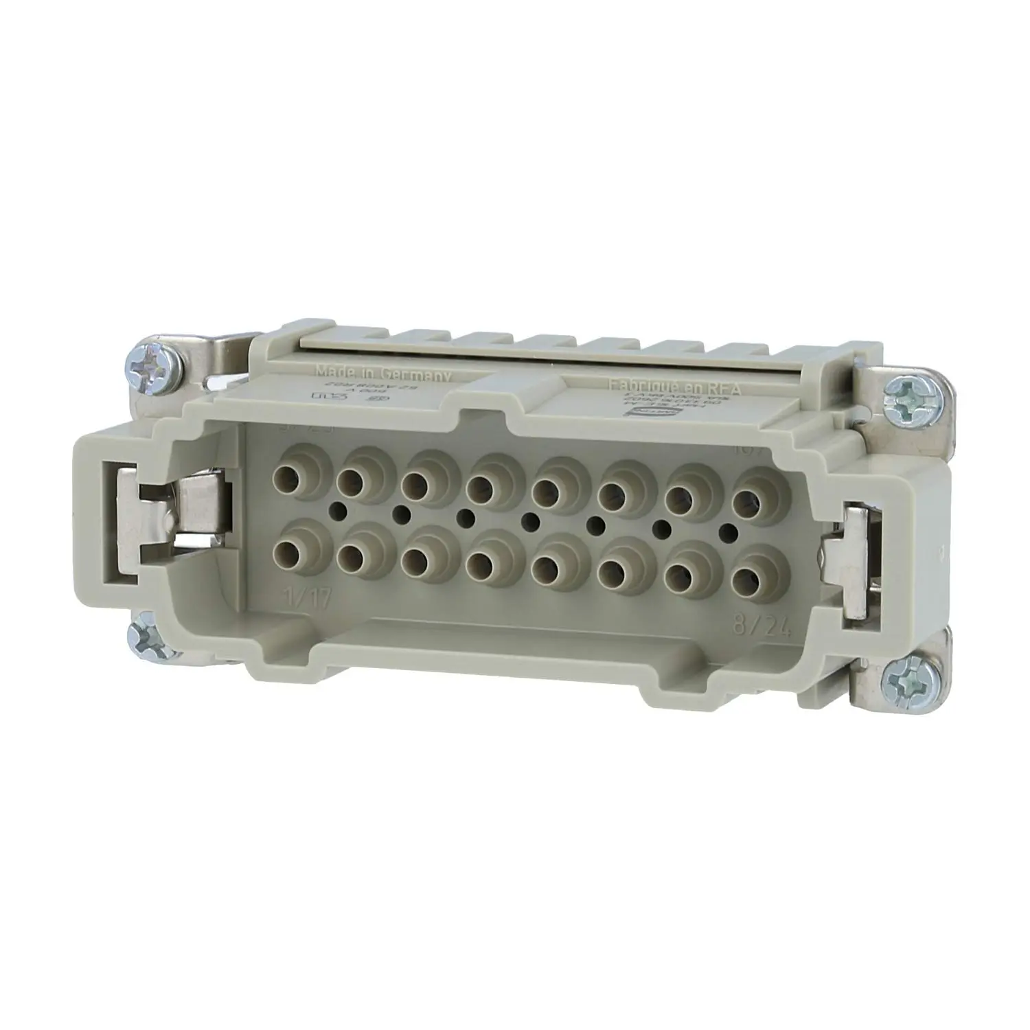 Produktfoto 1 von 09330162602 HARTING Han 16E Stifteinsatz (M) Crimpanschluss, 16-polig+PE 500V, 16A
