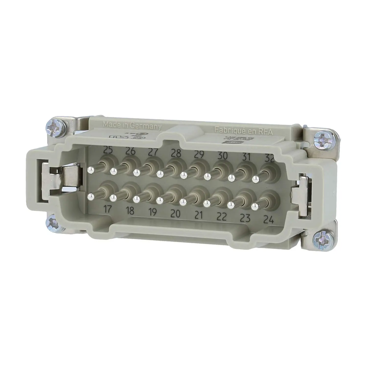 Produktfoto 1 von 09330162611 HARTING Han 16E Stifteinsatz (M) Schraubanschluss, 16-polig+PE 500V, 16A