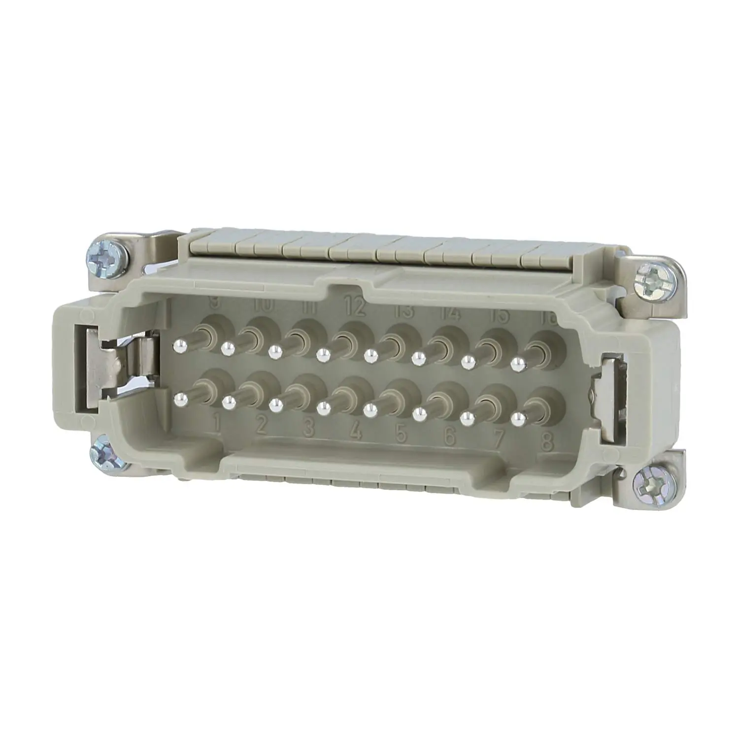 Produktfoto 1 von 09330162672 HARTING Han 16ESS Stifteinsatz (M) Doppel-Käfigzugfederanschluss, 16-polig+PE 500V, 16A