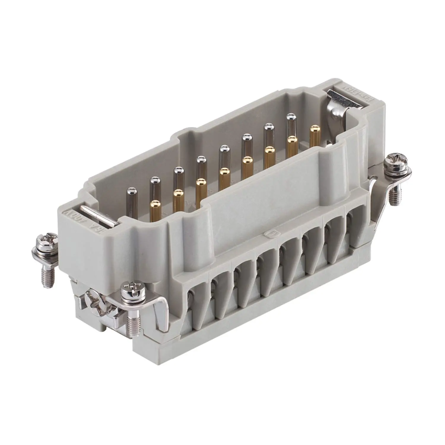 Produktfoto 1 von 09330162691 HARTING Han 16E Fe(AU)/CuNi Stifteinsatz (M) Schraubanschluss, 16-polig+PE 400V, 16A