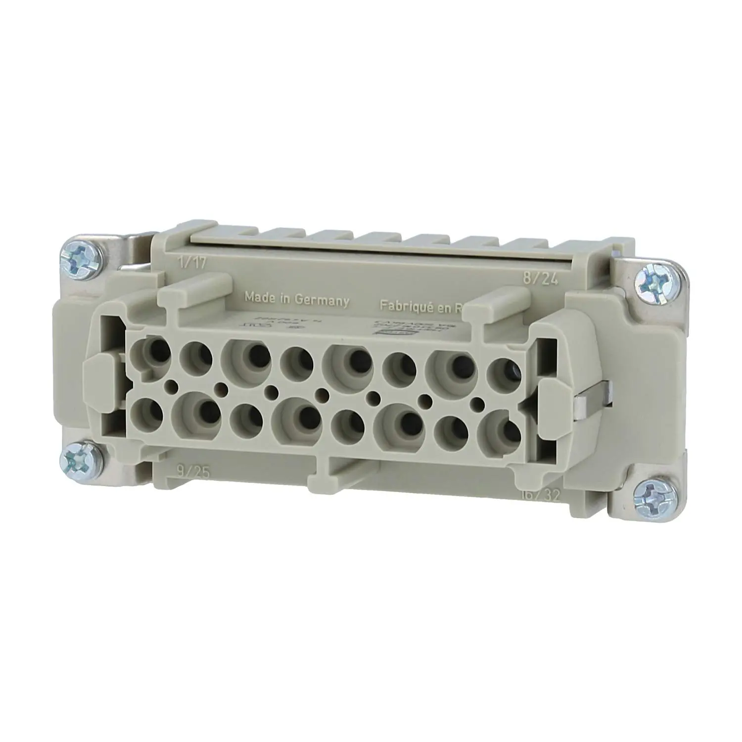 Produktfoto 1 von 09330162702 HARTING Han 16E Buchseneinsatz (F) Crimpanschluss, 16-polig+PE 500V, 16A