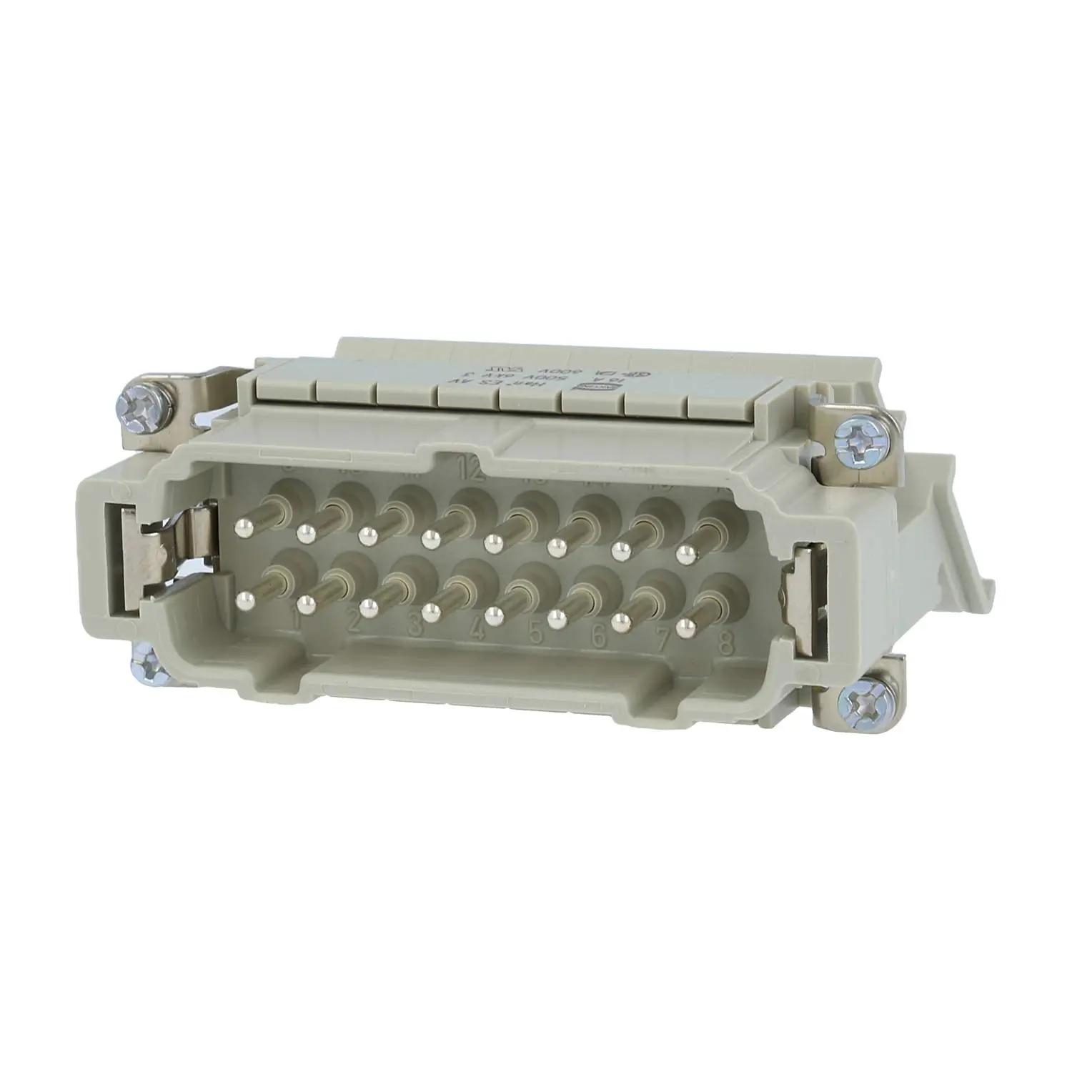 Produktfoto 1 von 09330164629 HARTING Han 16ES Anschlussverteiler Stifteinsatz (M) ""links"" Käfigzugfederanschluss, 16-polig+PE 500V, 16A