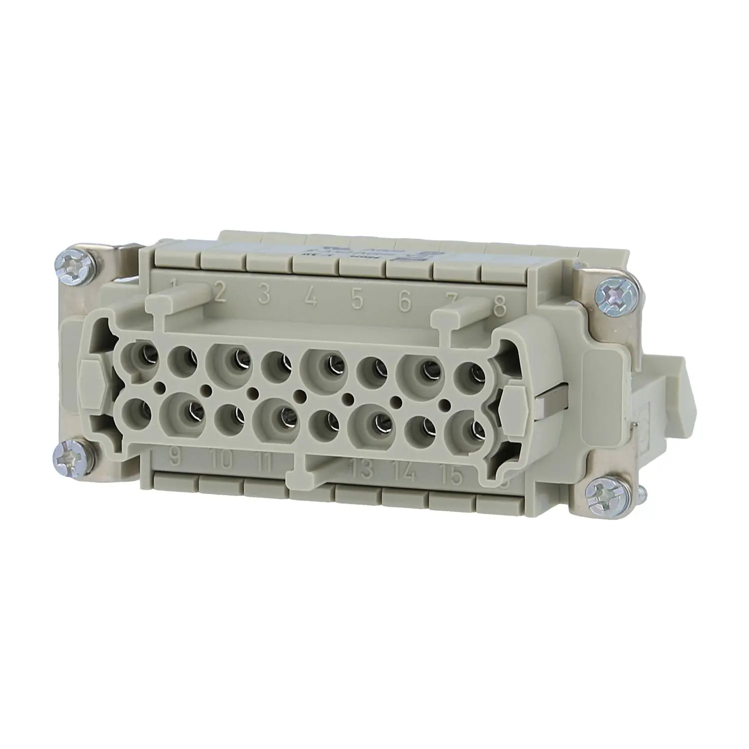 Produktfoto 1 von 09330164726 HARTING Han 16E Anschlussverteiler Buchseneinsatz (F) ""links"" Schraubanschluss, 16-polig+PE 500V, 16A