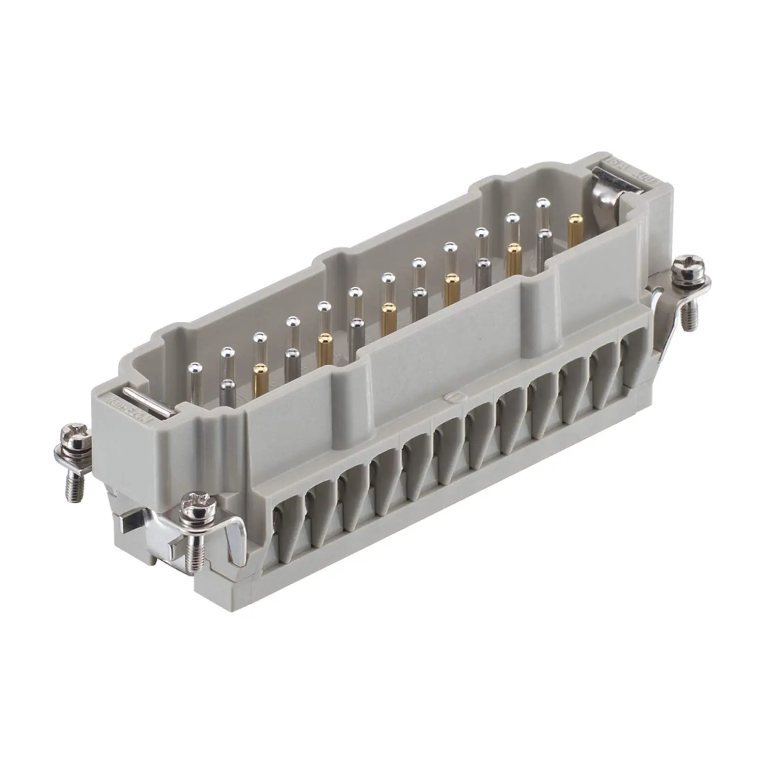 Produktfoto 1 von 09330242689 HARTING Han 24E Fe(AU)/CuNi/Standard Stifteinsatz (M) Schraubanschluss, 24-polig+PE 400V, 16A