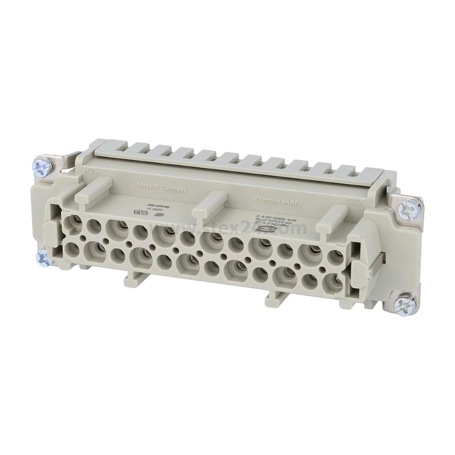 Produktfoto 1 von 09330242716 HARTING Han 24ES Buchseneinsatz (F) Käfigzugfederanschluss, 24-polig+PE 500V, 16A