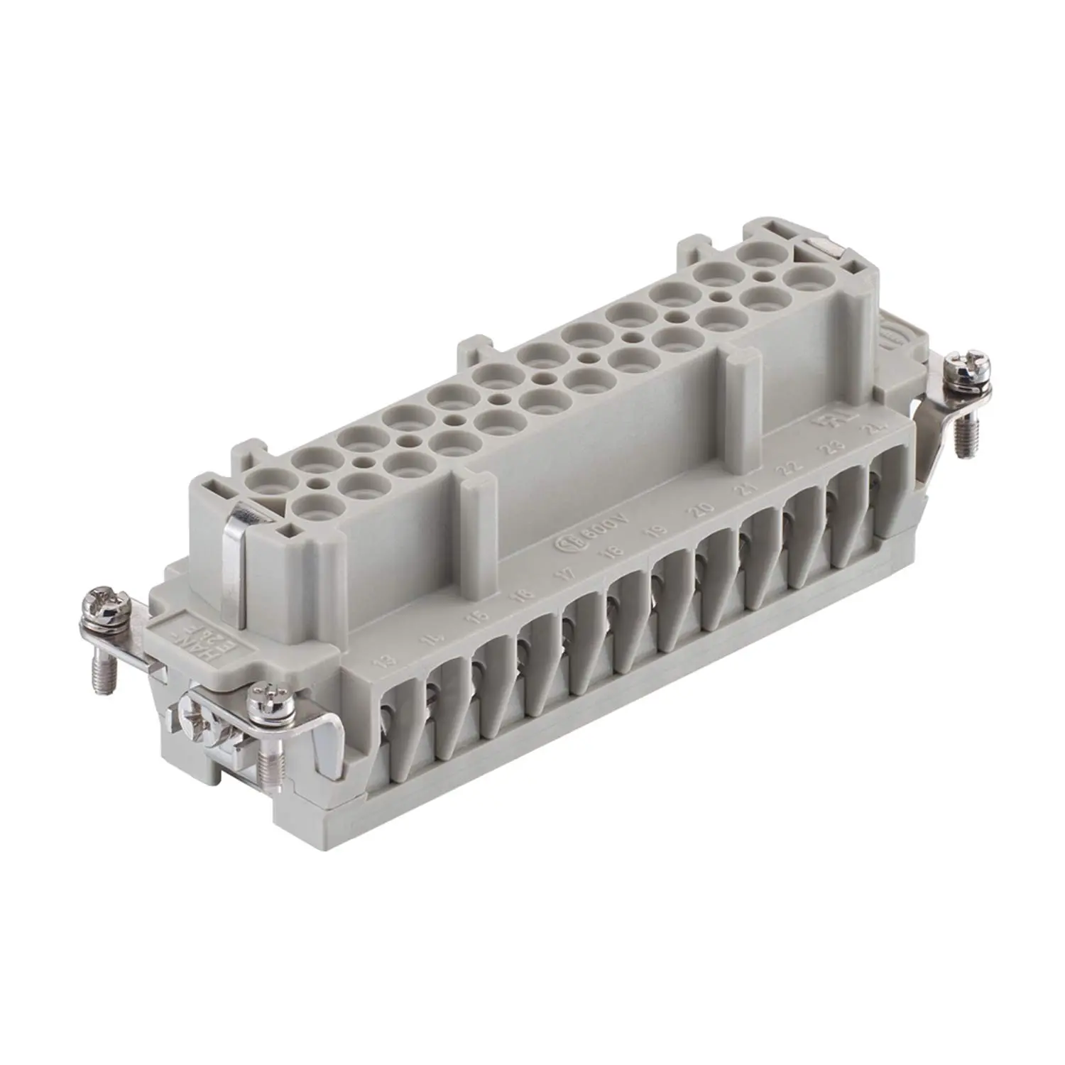 Produktfoto 1 von 09330242791 HARTING Han 24E Fe(AU)/CuNi Buchseneinsatz (F) Schraubanschluss, 24-polig+PE 400V, 16A