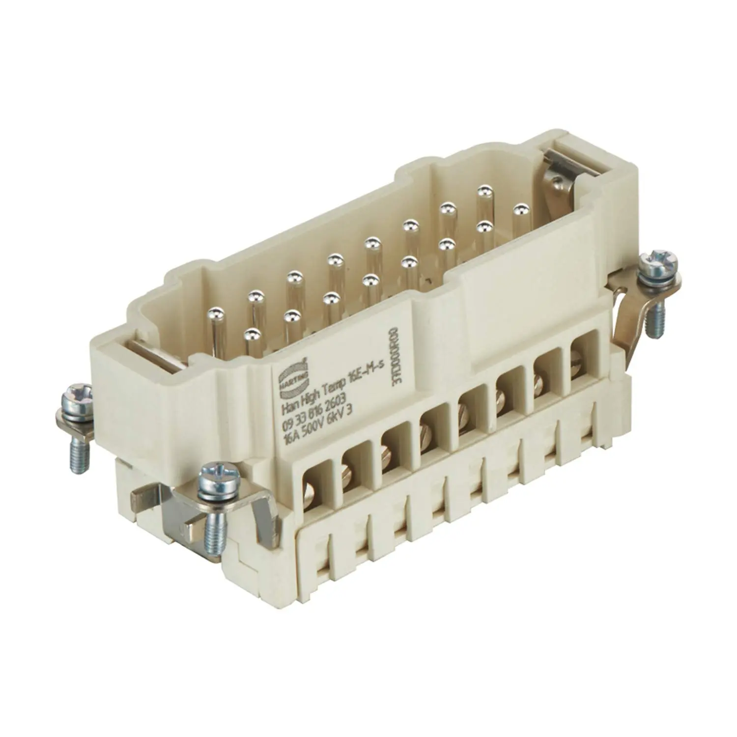 Produktfoto 1 von 09338162603 HARTING Han High Temp 16E Stifteinsatz (M) Schraubanschluss, 16-polig+PE 500V, 16A