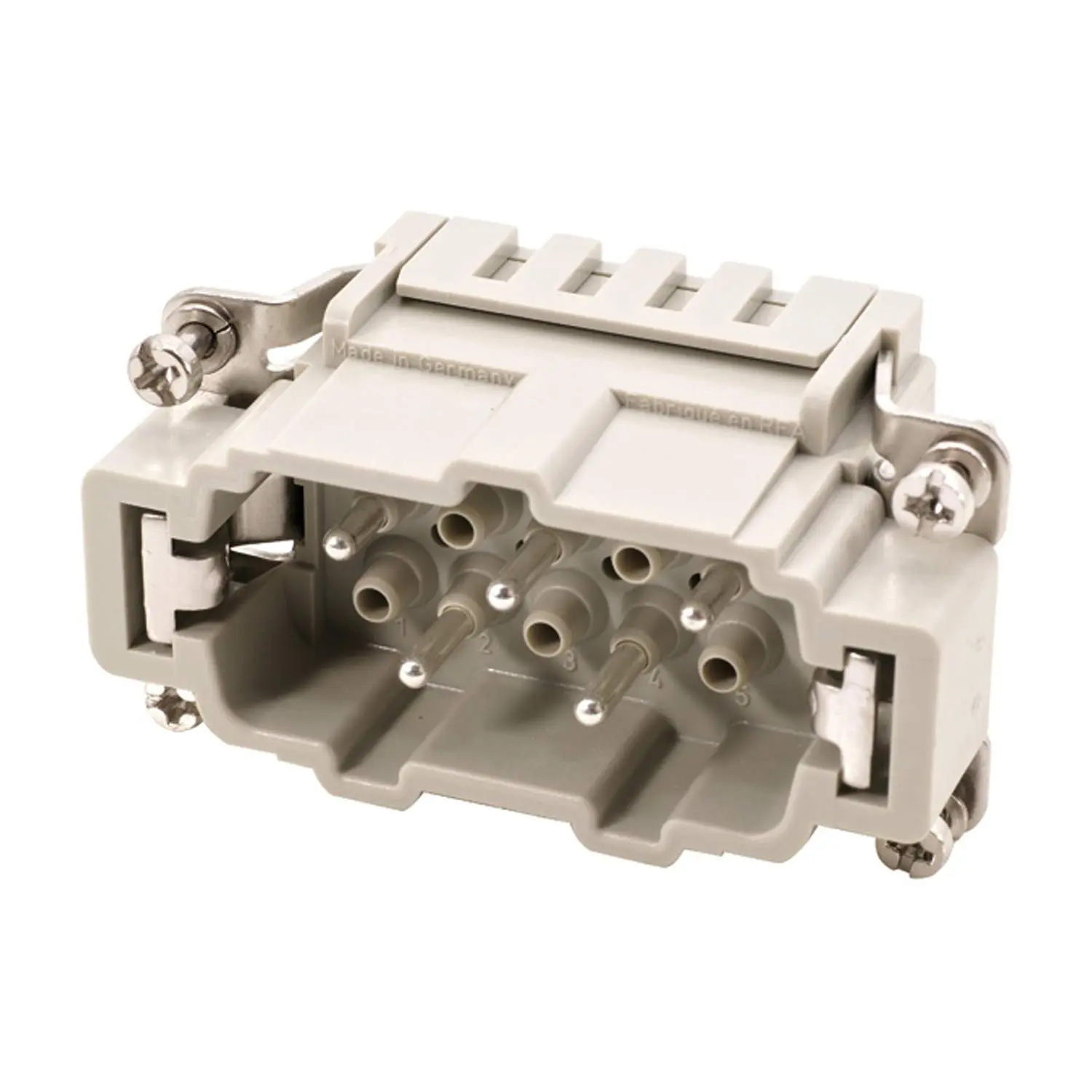 Produktfoto 1 von 09340032616 HARTING Han 3HvES mit 2 Schaltkontakte Stifteinsatz (M) Käfigzugfederanschluss, 5-polig 3/2+PE 830V - 500V Steuerkontakt, 16A