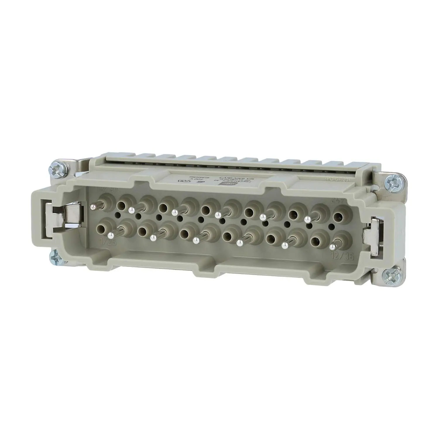 Produktfoto 1 von 09340102616 HARTING Han 10HvES mit 2 Schaltkontakte Stifteinsatz (M) Käfigzugfederanschluss, 12-polig 10/2+PE 830V - 500V Steuerkontakt, 16A