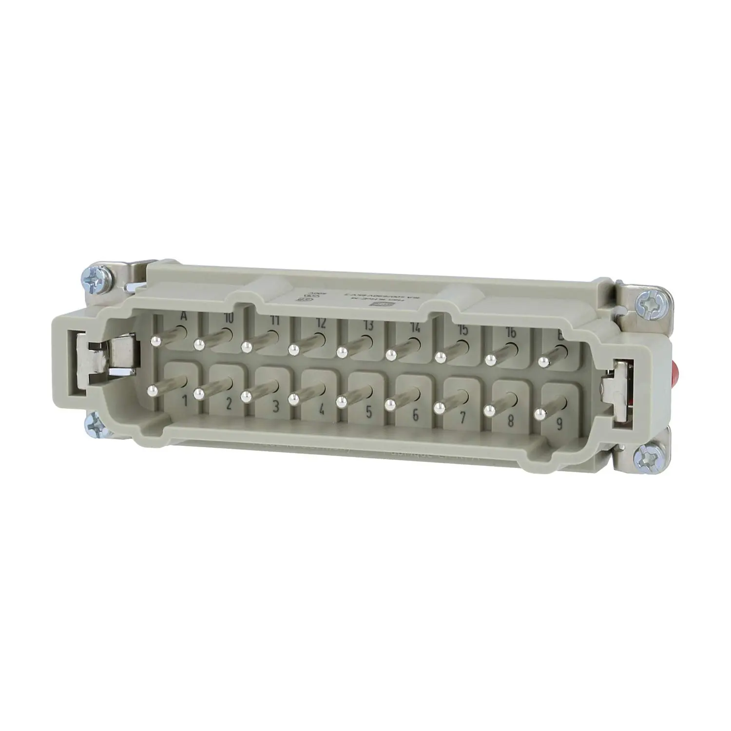 Produktfoto 1 von 09340162601 HARTING Han 16HvE mit 2 Schaltkontakte Stifteinsatz (M) Schraubanschluss, 18-polig 16/2+PE 400V/690V - 500V Steuerkontakt, 16A