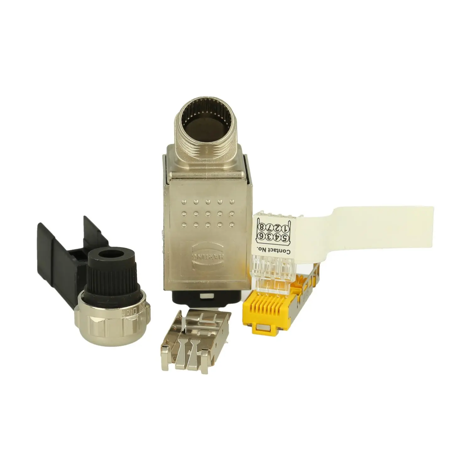 Produktfoto 1 von 09352250402 HARTING RJ45 Push Pull Steckverbinderset Metall / Gehäuse und Stifteinsatz Klemmbereich6,5-9,85mm Cat6, 8polig 10 G IP65/IP67