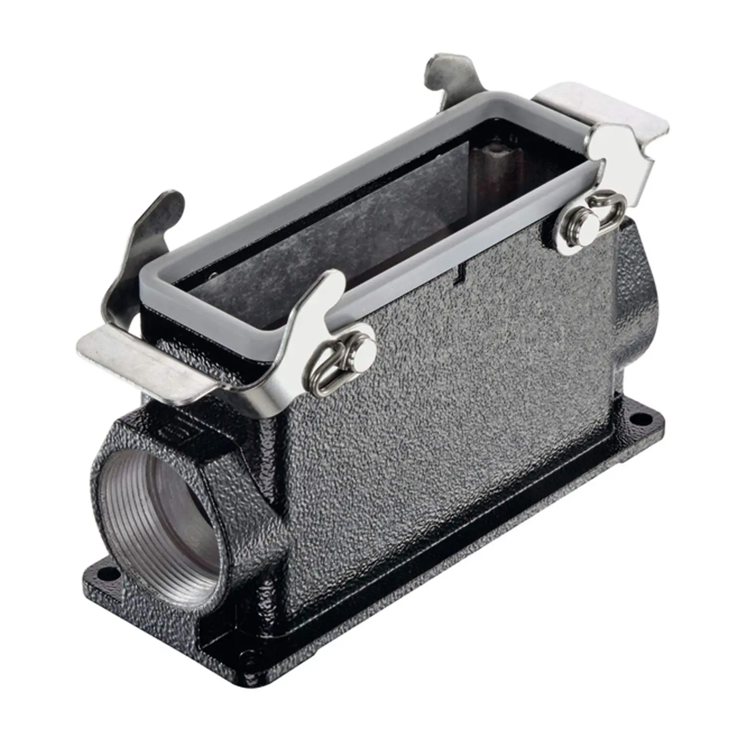 Produktfoto 1 von 09370240271 Harting Han 24B M Sockelgehäuse hoch, 2xPG29 seitlicher Kabelabgang, mit 2 Querbügeln