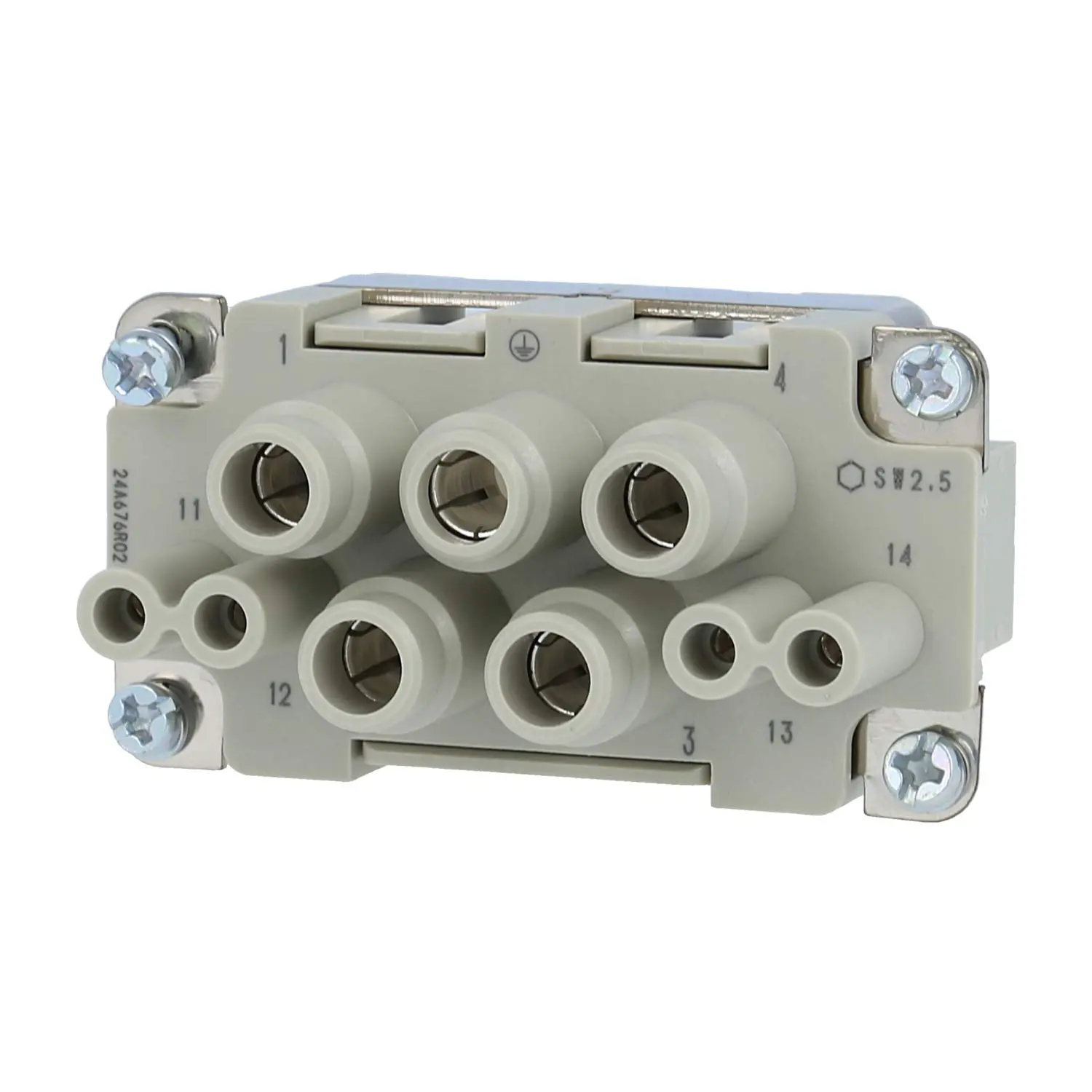 Produktfoto 1 von 09380082701 HARTING Han K4/4 Buchseneinsatz (F) Axialschraub- / Käfigzugfederanschluss, 8-polig 4/4+PE 690V - 250V Steuerkontakt, 63A/16A