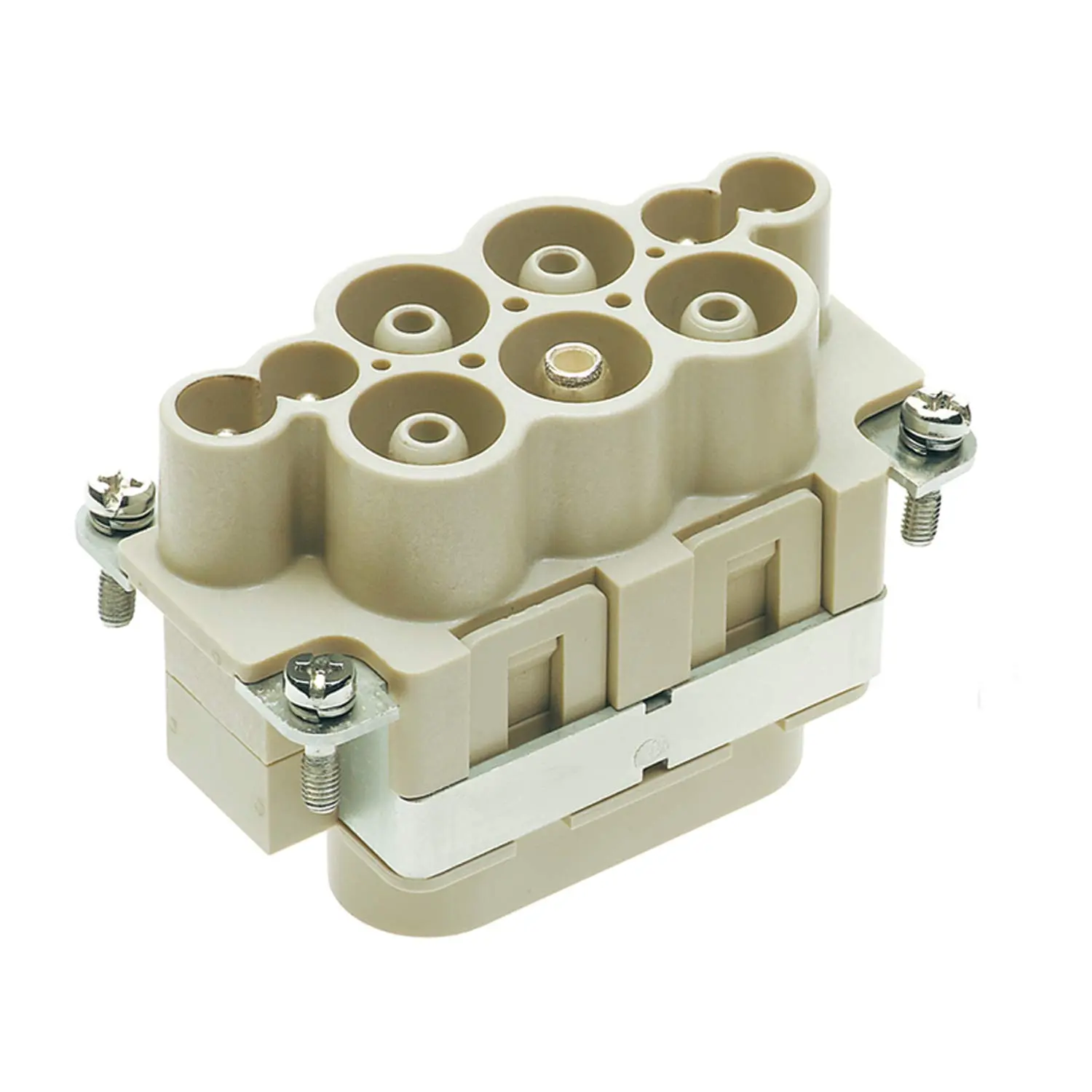 Produktfoto 1 von 09380082611 HARTING Han K4/4 Stifteinsatz (M) Axialschraub- / Käfigzugfederanschluss, 8-polig 4/4+PE 690V - 250V Steuerkontakt, 63A/16A