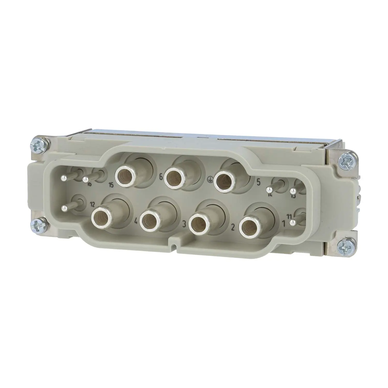 Produktfoto 1 von 09380122651 HARTING Han K6/6 Stifteinsatz (M) Axialschraub- / Schraubanschluss, 12-polig 6/6+PE 690V - 400V Steuerkontakt, 100A/16A
