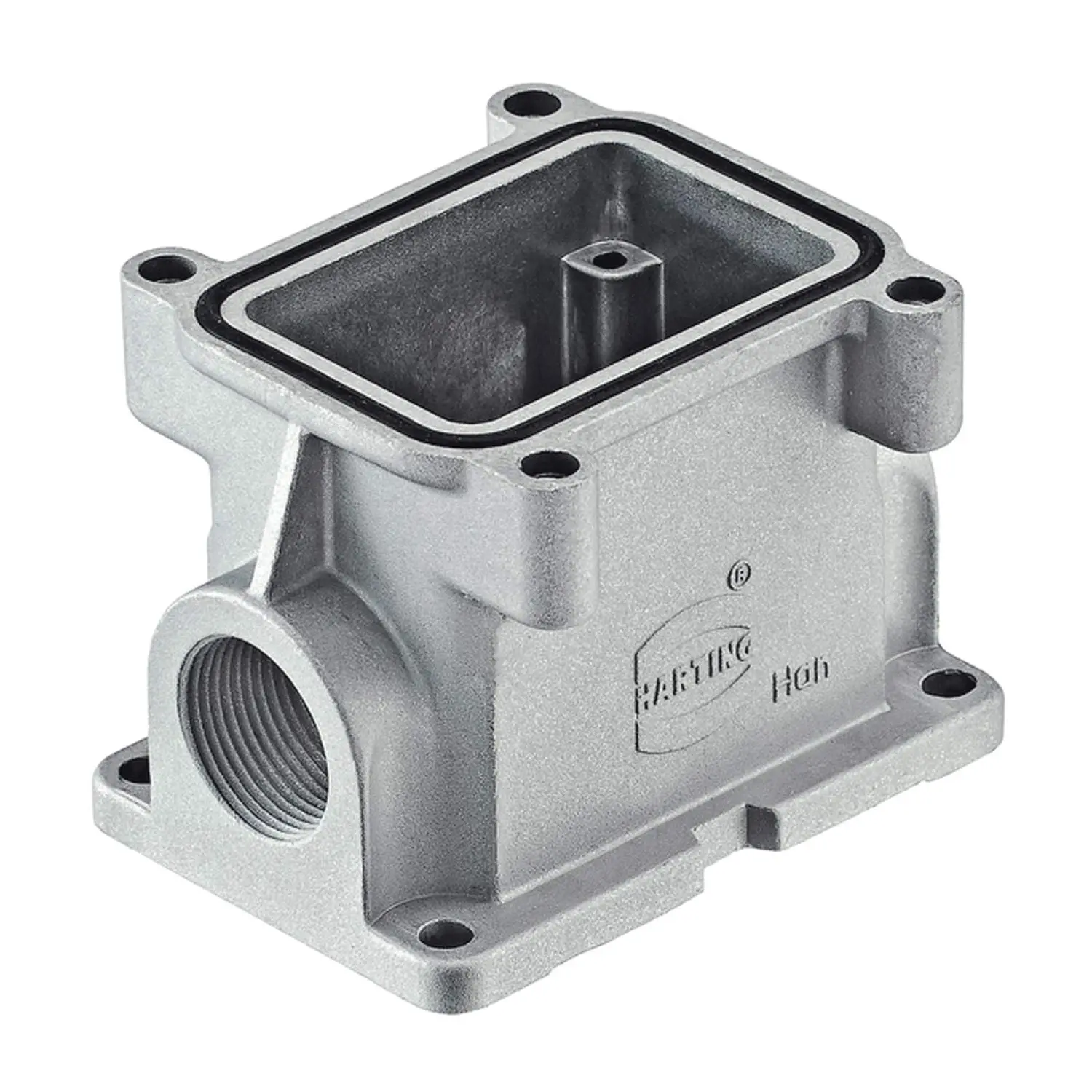 Produktfoto 1 von 09620061205 Harting Han 6B EMV Sockelgehäuse, 2xPG16 seitlicher Kabelabgang, Schraubverriegelung