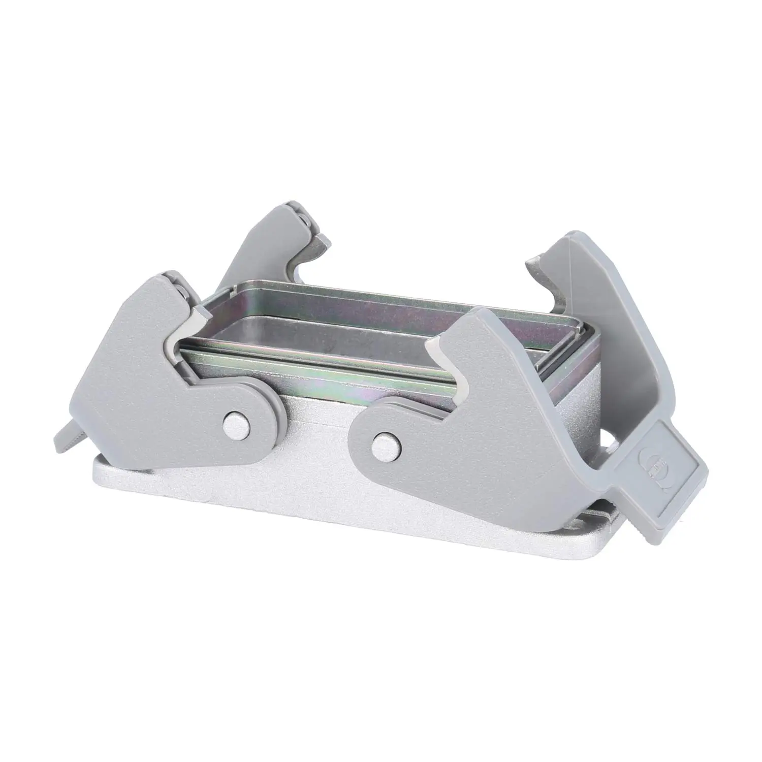 Produktfoto 1 von 09628100301 HARTING Han 10B EMV Anbaugehäuse mit 2 Querbügeln 2 Easy Lock Verriegelungsbügel