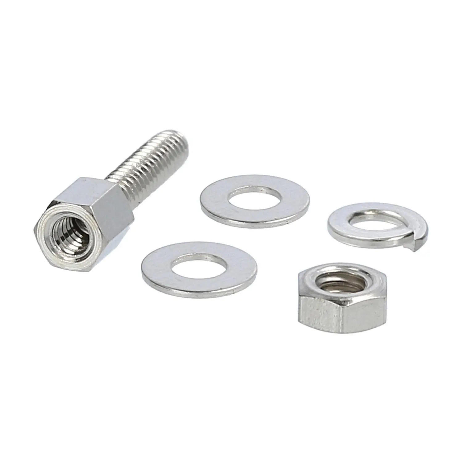 Produktfoto 1 von 09670009973 HARTING D-Sub Schraubbolzen-Set mit Mutter und Scheiben passend für Baugröße 9-50 Gewindelänge 12,1mm