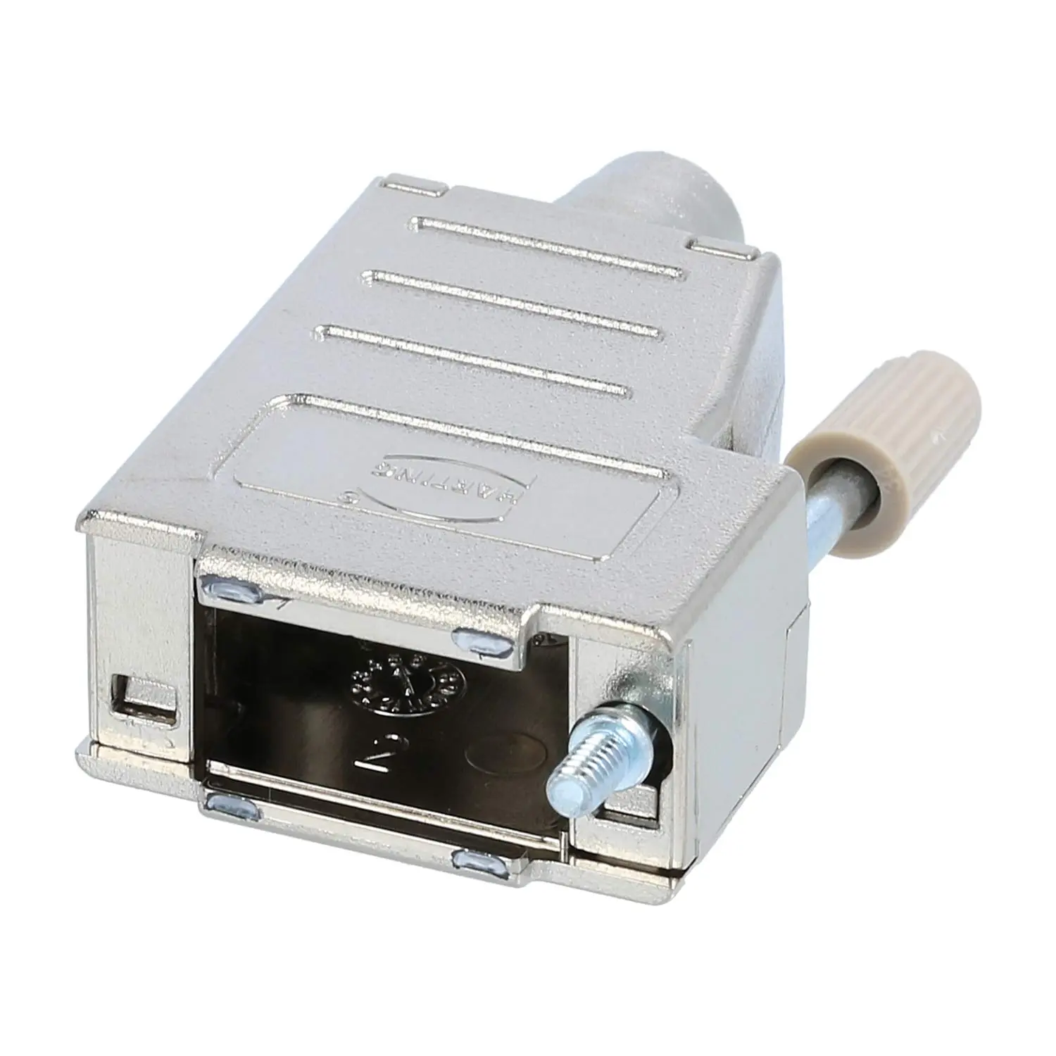 Produktfoto 1 von 09670090435 HARTING D-Sub Kunststoffgehäuse metallisiert passend für D-Sub Einsatz 9-polig, 15-polig (HD) gerade und seitlich, Klemmbereich 3,3mm - 11,5mm