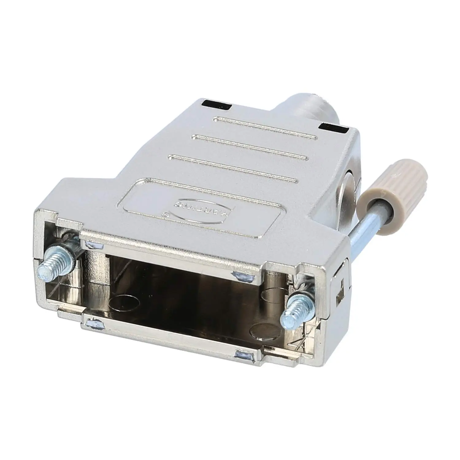 Produktfoto 1 von 09670150435 HARTING D-Sub Kunststoffgehäuse metallisiert passend für D-Sub Einsatz 15-polig, 26-polig (HD) gerade und seitlich, Klemmbereich 3,3mm - 11,5mm