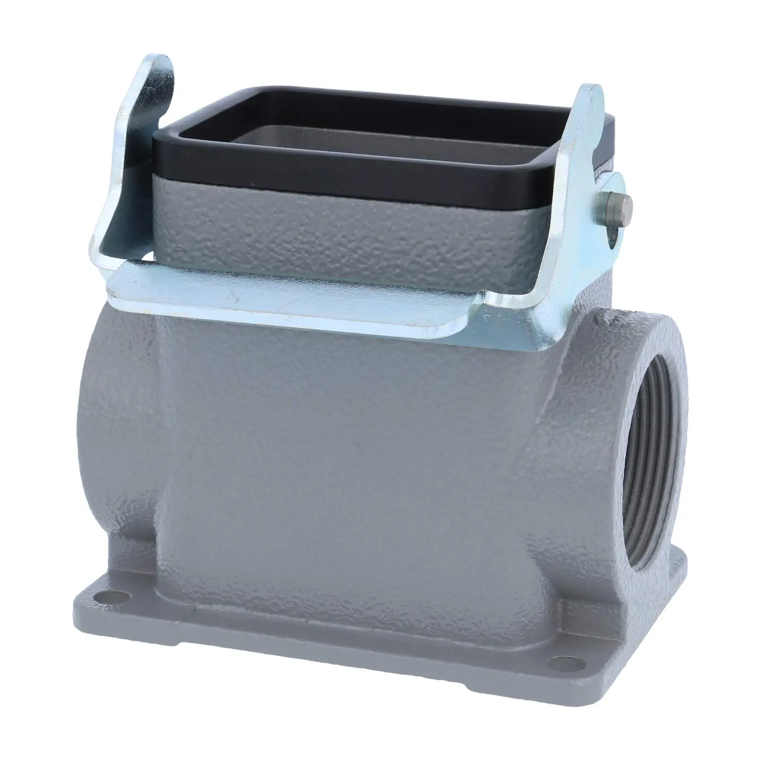 Produktfoto 1 von 04300060264 HARTING Han 6B Sockelgehäuse hoch, 2xM32 seitlicher Kabelabgang, mit 1 Längsbügel Verschraubung M32 Klemmbereich 11,0mm - 21,0mm