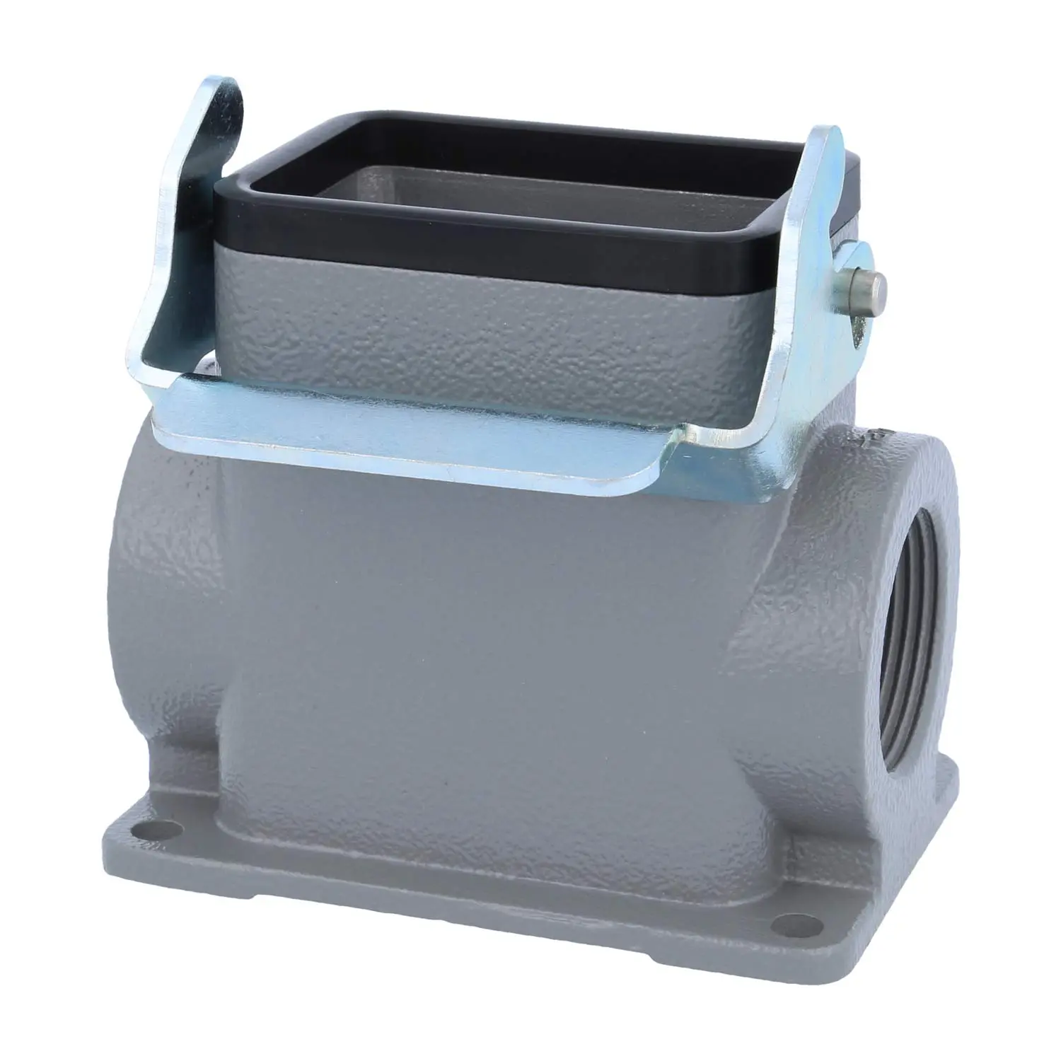 Produktfoto 1 von 04300060292 HARTING Han 6B Sockelgehäuse hoch, 2xPG21 seitlicher Kabelabgang, mit 1 Längsbügel Verschraubung PG21 Klemmbereich 11,0mm - 18,0mm