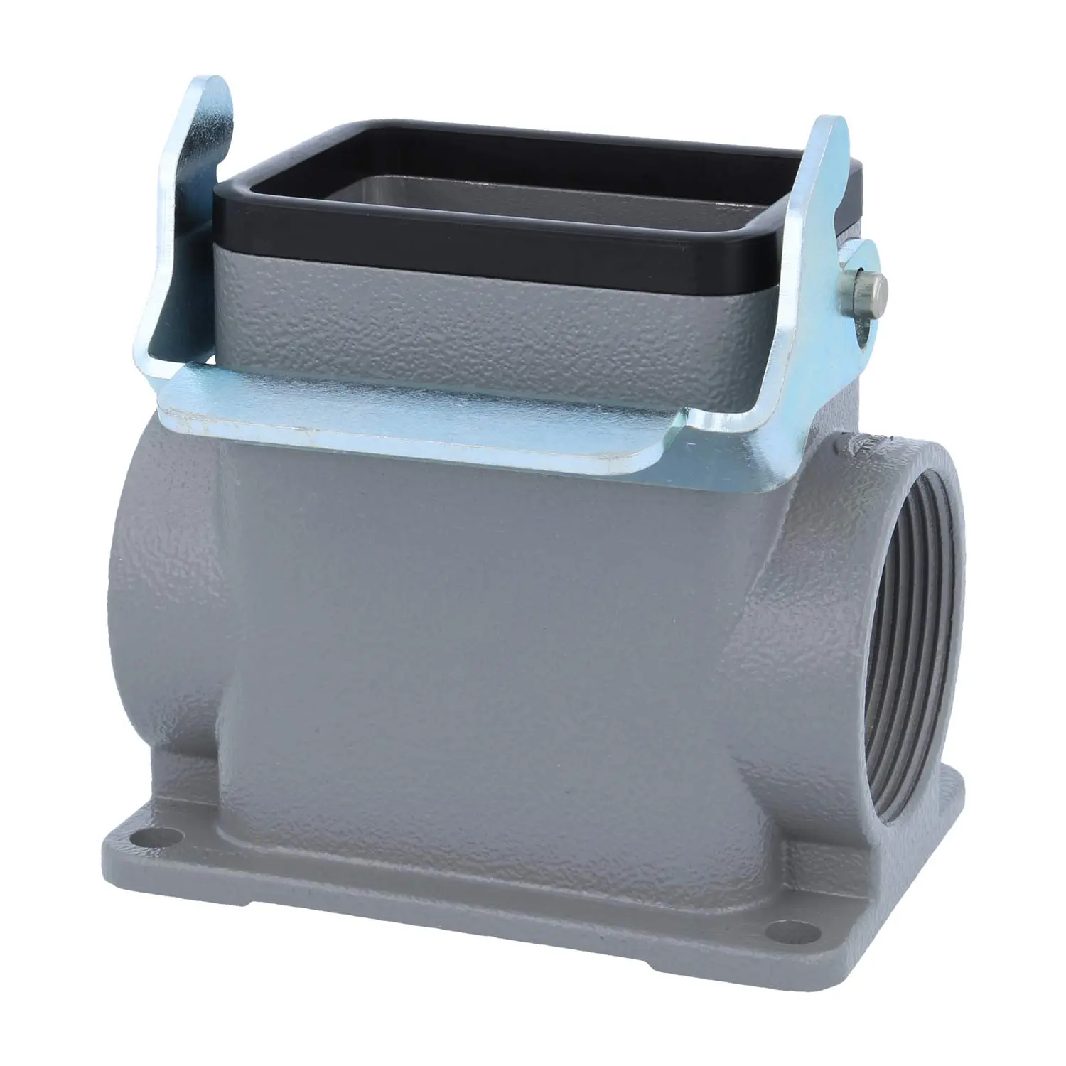 Produktfoto 1 von 04300060293 HARTING Han 6B Sockelgehäuse hoch, 2xPG29 seitlicher Kabelabgang, mit 1 Längsbügel Verschraubung PG29 Klemmbereich 16,0mm - 25,0mm