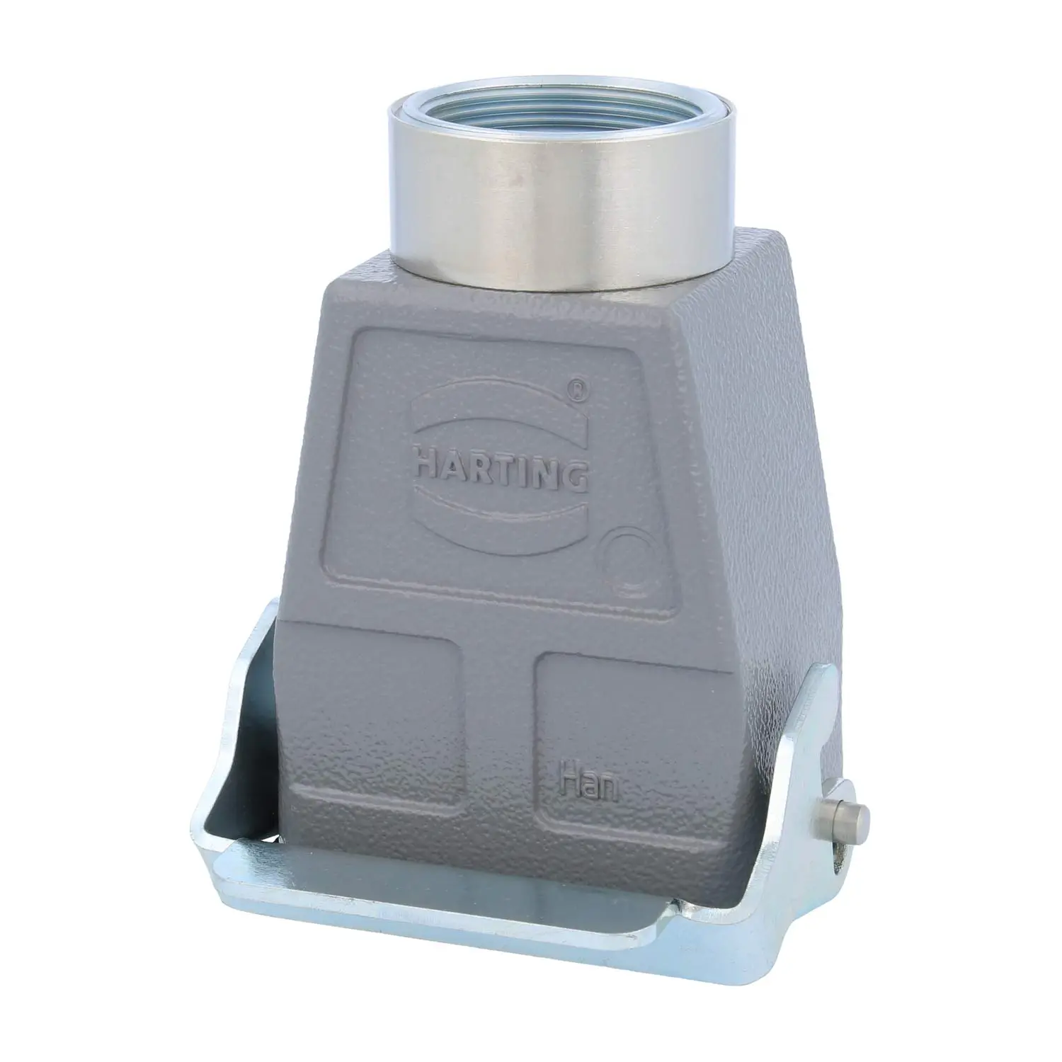 Produktfoto 1 von 04300060762 HARTING Han 6B Kupplungsgehäuse hoch, 1xM32 gerader Kabelabgang, mit 1 Längsbügel Verschraubung M32 Klemmbereich 11,0mm - 21,0mm