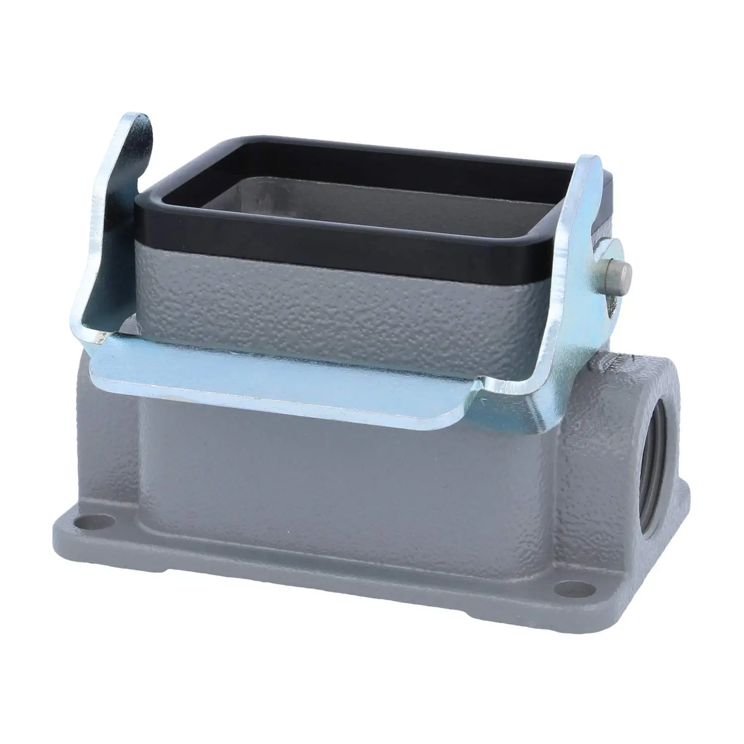 Produktfoto 1 von 04300061261 HARTING Han 6B Sockelgehäuse niedrig, 1xM20 seitlicher Kabelabgang, mit 1 Längsbügel Verschraubung M20 Klemmbereich 7,0mm - 13,0mm