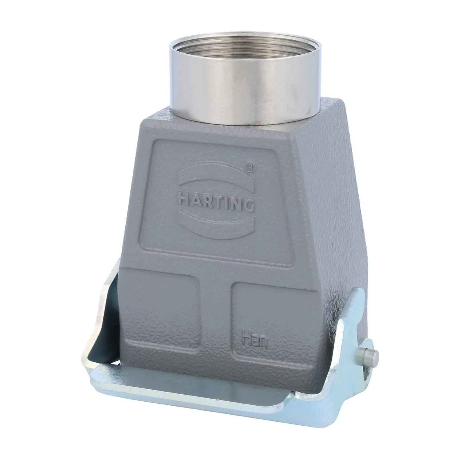 Produktfoto 1 von 04300060753 HARTING Han 6B Kupplungsgehäuse hoch, 1xPG29 gerader Kabelabgang, mit 1 Längsbügel Verschraubung PG29 Klemmbereich 16,0mm - 25,0mm