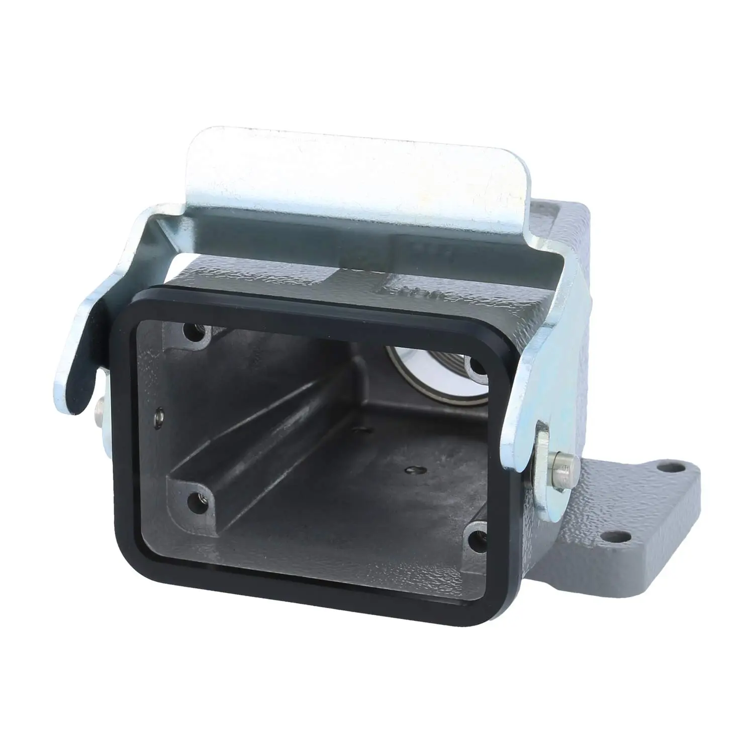 Produktfoto 1 von 04300060757 HARTING Han 6B Kupplungsgehäuse hoch, 1xPG21 gerader Kabelabgang, mit 1 Längsbügel Verschraubung PG21 Klemmbereich 11,0mm - 18,0mm