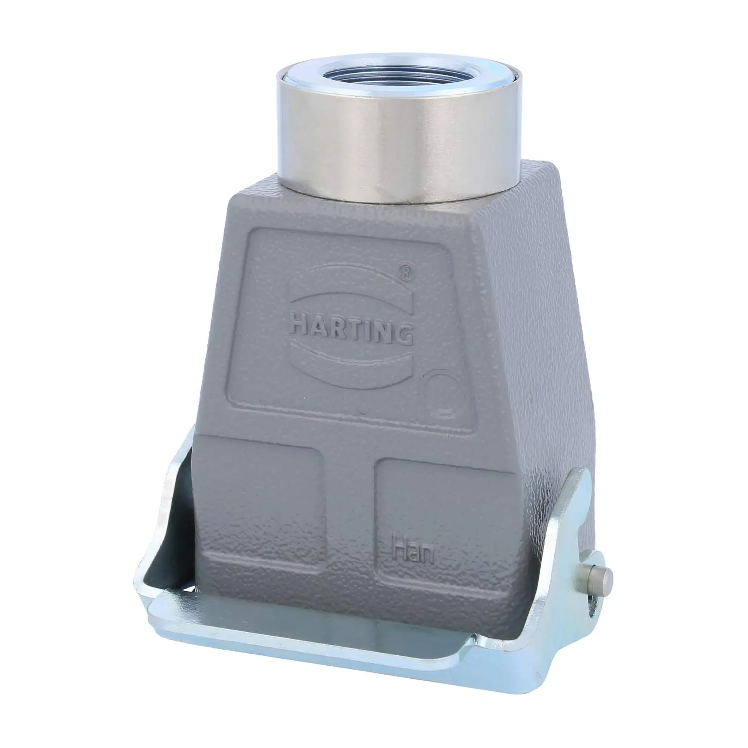 Produktfoto 1 von 04300060761 HARTING Han 6B Kupplungsgehäuse hoch, 1xM25 gerader Kabelabgang, mit 1 Längsbügel Verschraubung M25 Klemmbereich 9,0mm - 17,0mm