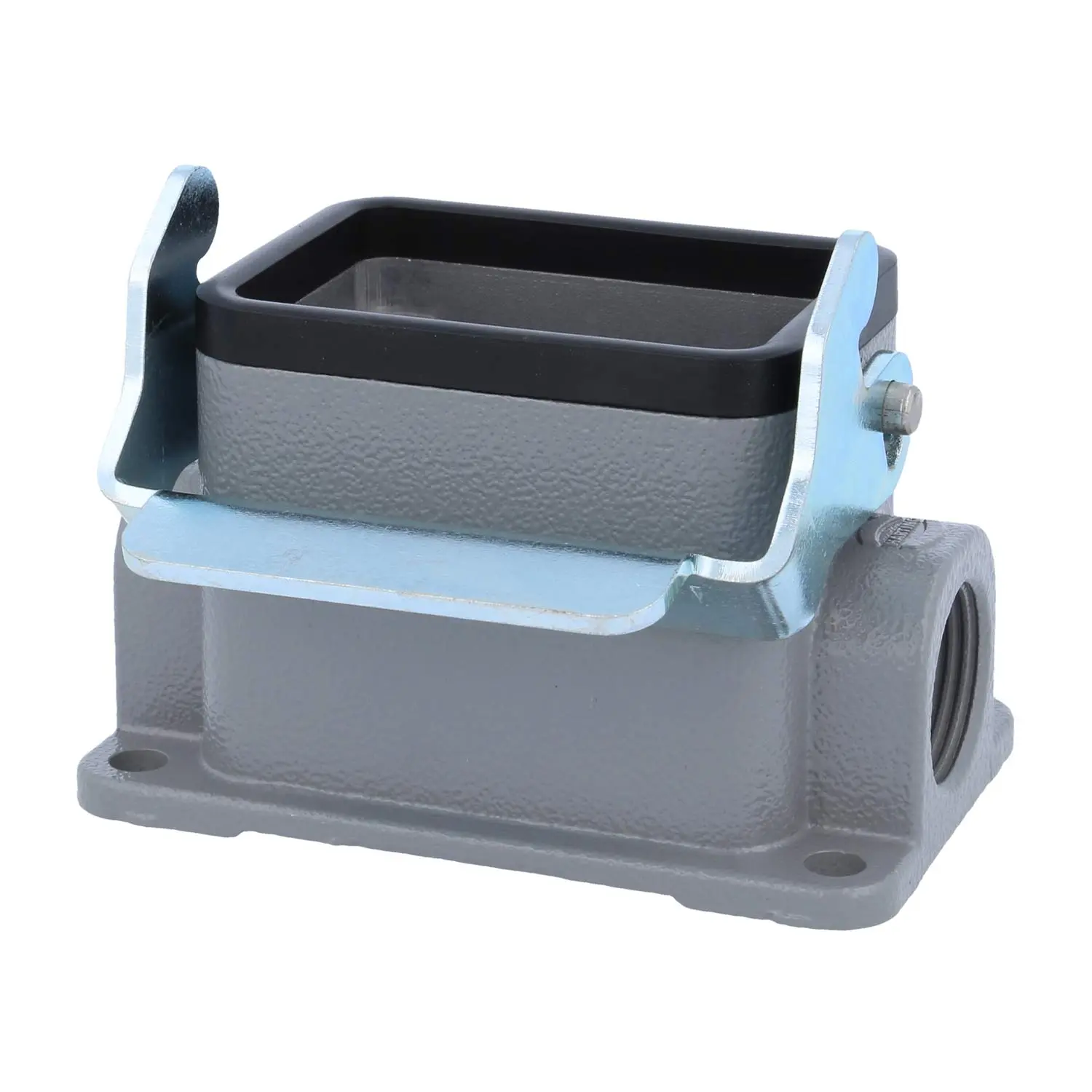 Produktfoto 1 von 04300061263 HARTING Han 6B Sockelgehäuse niedrig, 2xM20 seitlicher Kabelabgang, mit 1 Längsbügel Verschraubung M20 Klemmbereich 7,0mm - 13,0mm