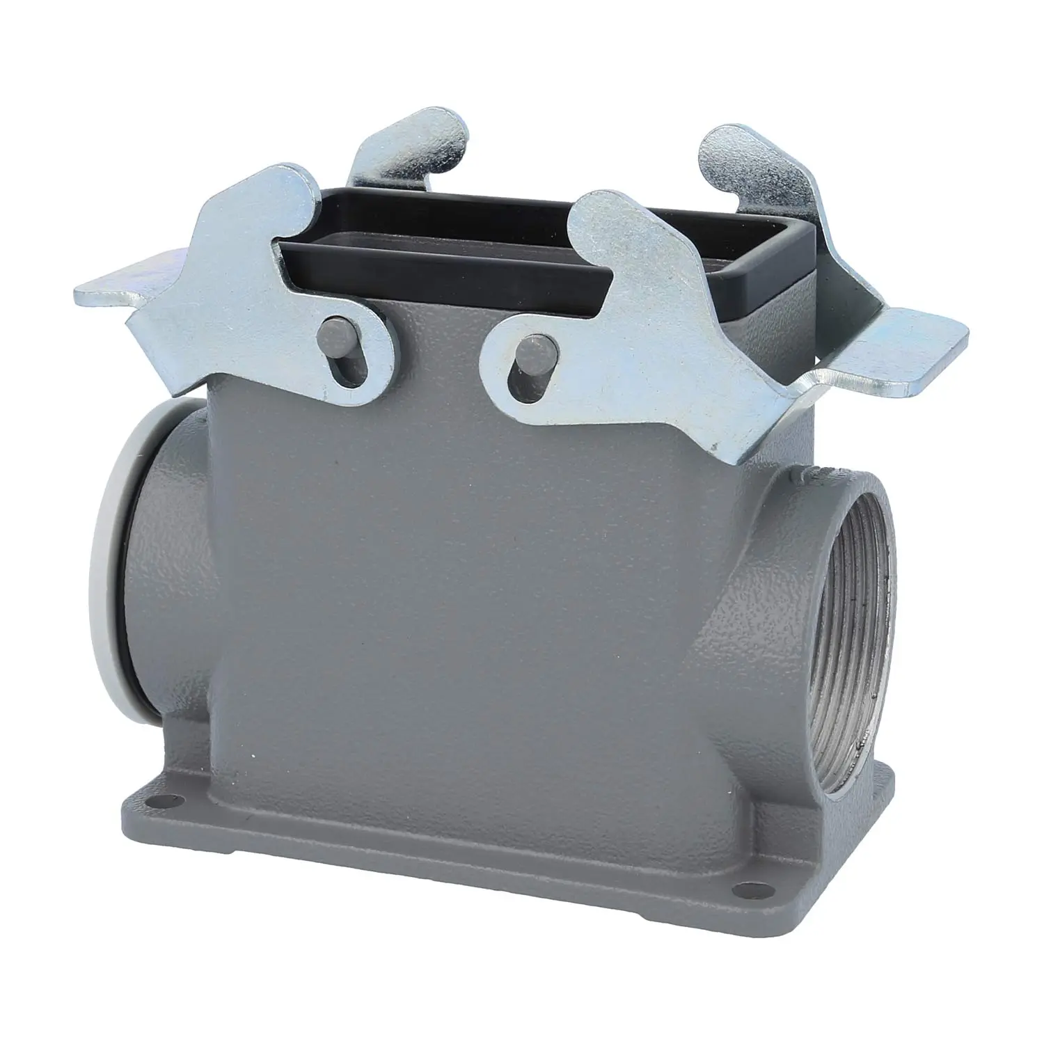 Produktfoto 1 von 04300100278 HARTING Han 10B Sockelgehäuse hoch, 1xM40 seitlicher Kabelabgang, mit 2 Querbügeln Verschraubung M40 Klemmbereich 19,0mm - 28,0mm