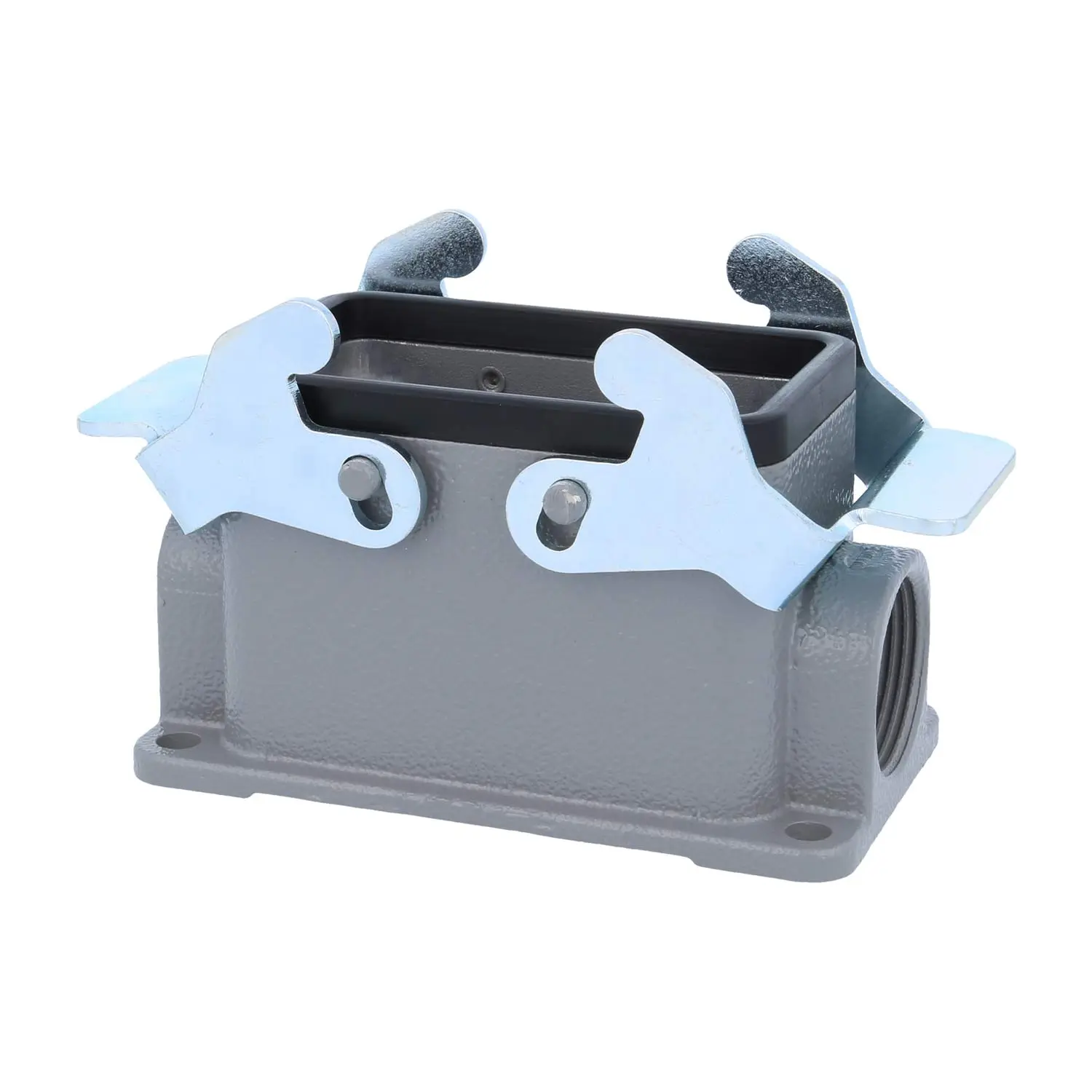 Produktfoto 1 von 04300101232 HARTING Han 10B Sockelgehäuse niedrig, 1xM25 seitlicher Kabelabgang, mit 2 Querbügeln Verschraubung M25 Klemmbereich 9,0mm - 17,0mm