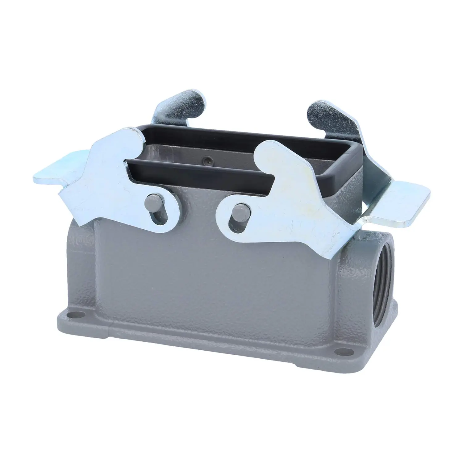 Produktfoto 1 von 04300101233 HARTING Han 10B Sockelgehäuse niedrig, 2xM25 seitlicher Kabelabgang, mit 2 Querbügeln Verschraubung M25 Klemmbereich 9,0mm - 17,0mm