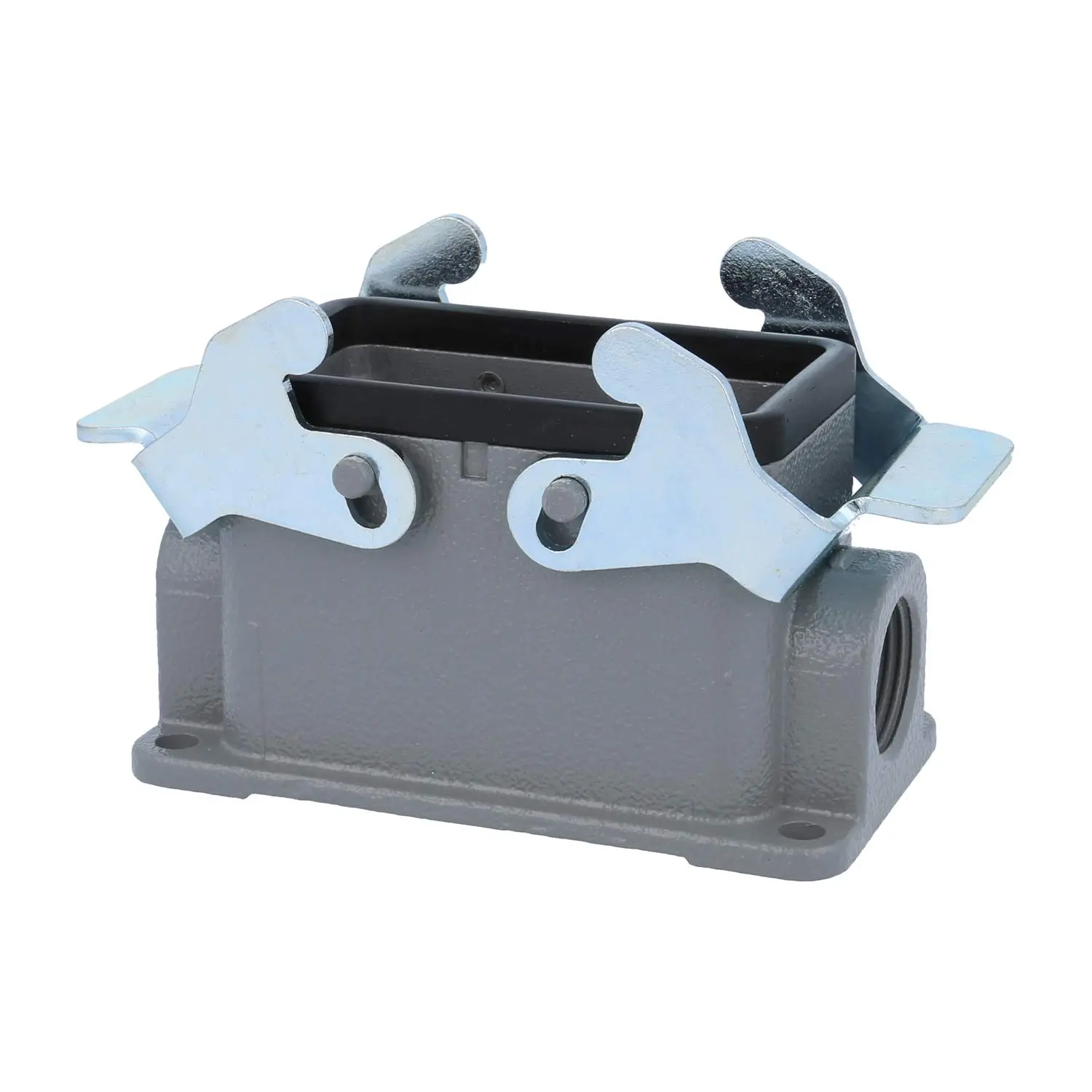 Produktfoto 1 von 04300101267 HARTING Han 10B Sockelgehäuse niedrig, 2xM20 seitlicher Kabelabgang, mit 2 Querbügeln Verschraubung M20 Klemmbereich 7,0mm - 13,0mm